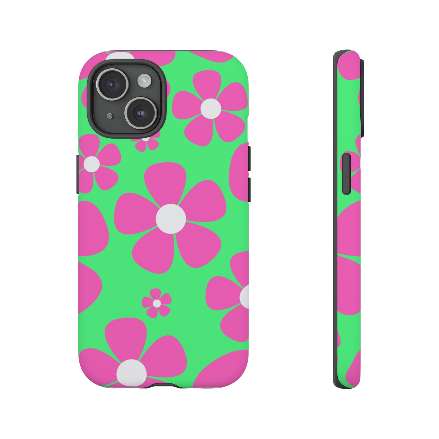 Green with pink flowers protective case