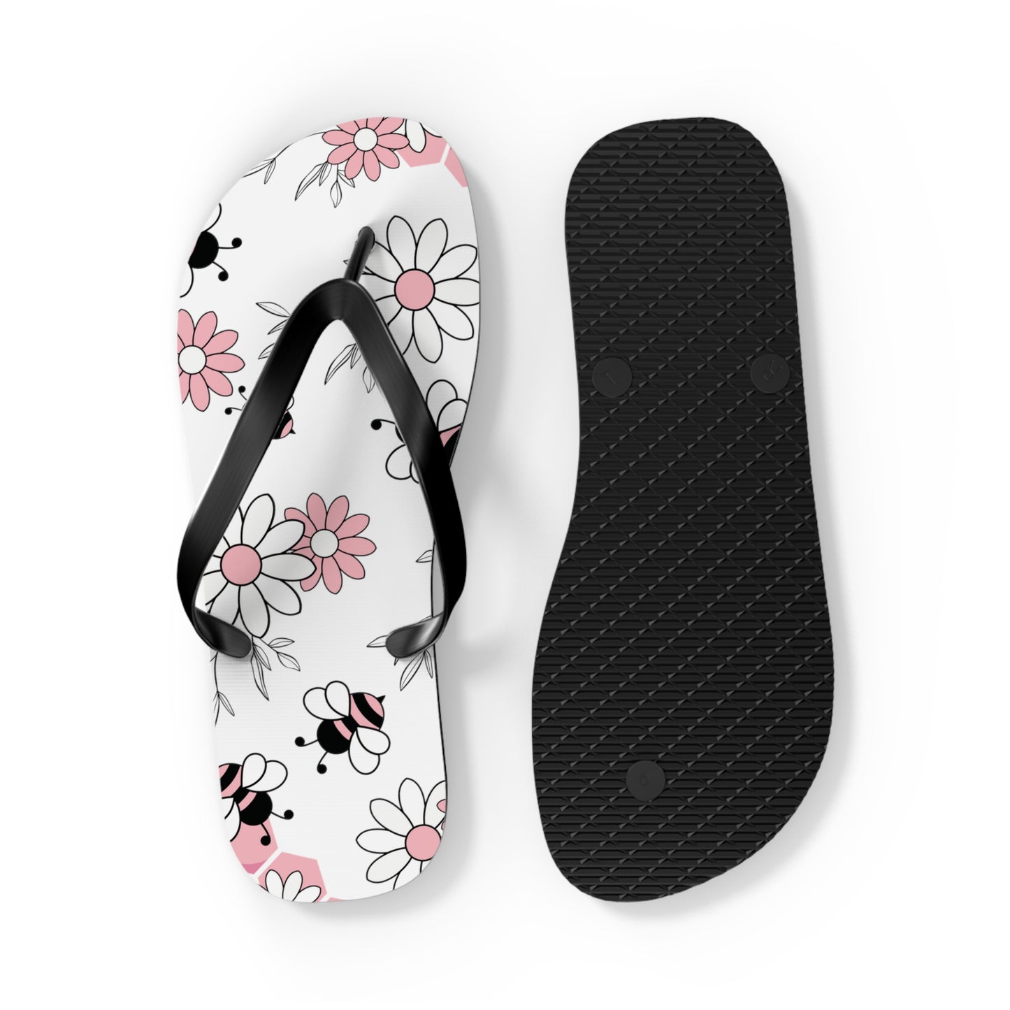 Pink Bees Flip Flops