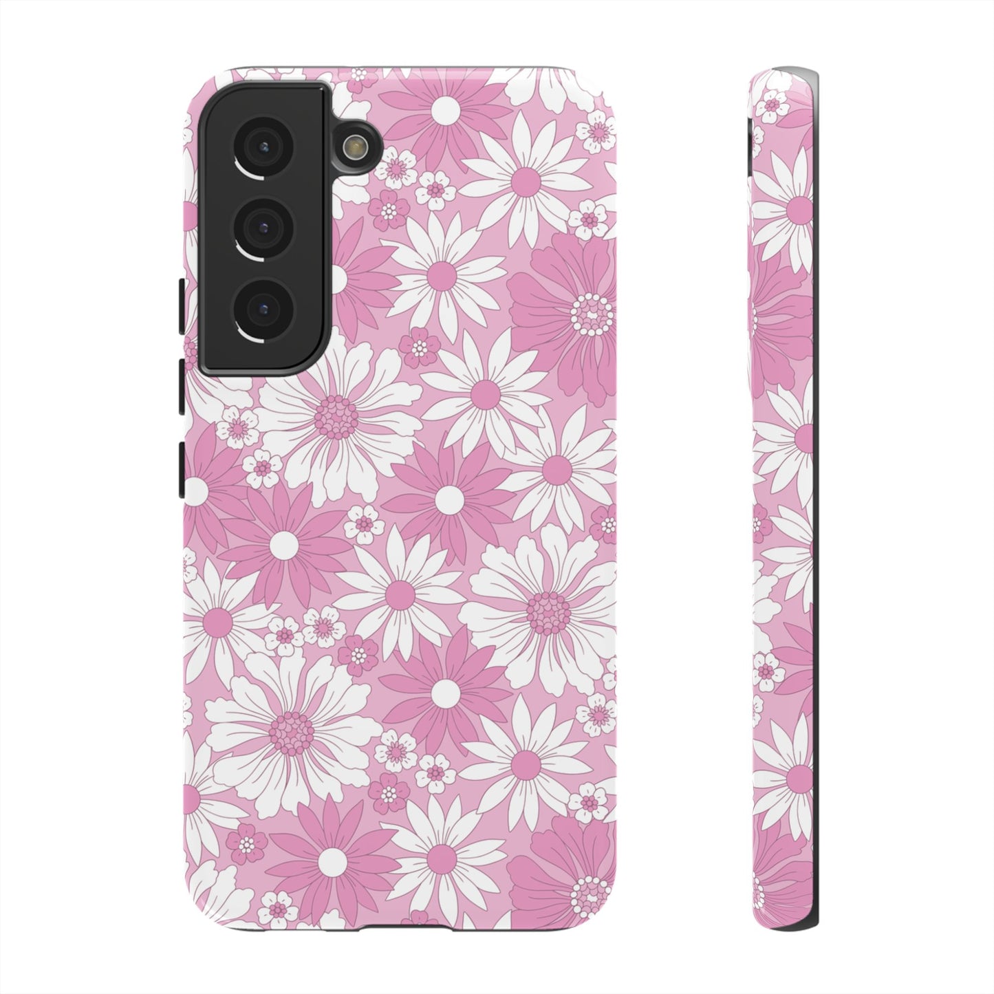 Pink and White Flowers Protective Phone Case