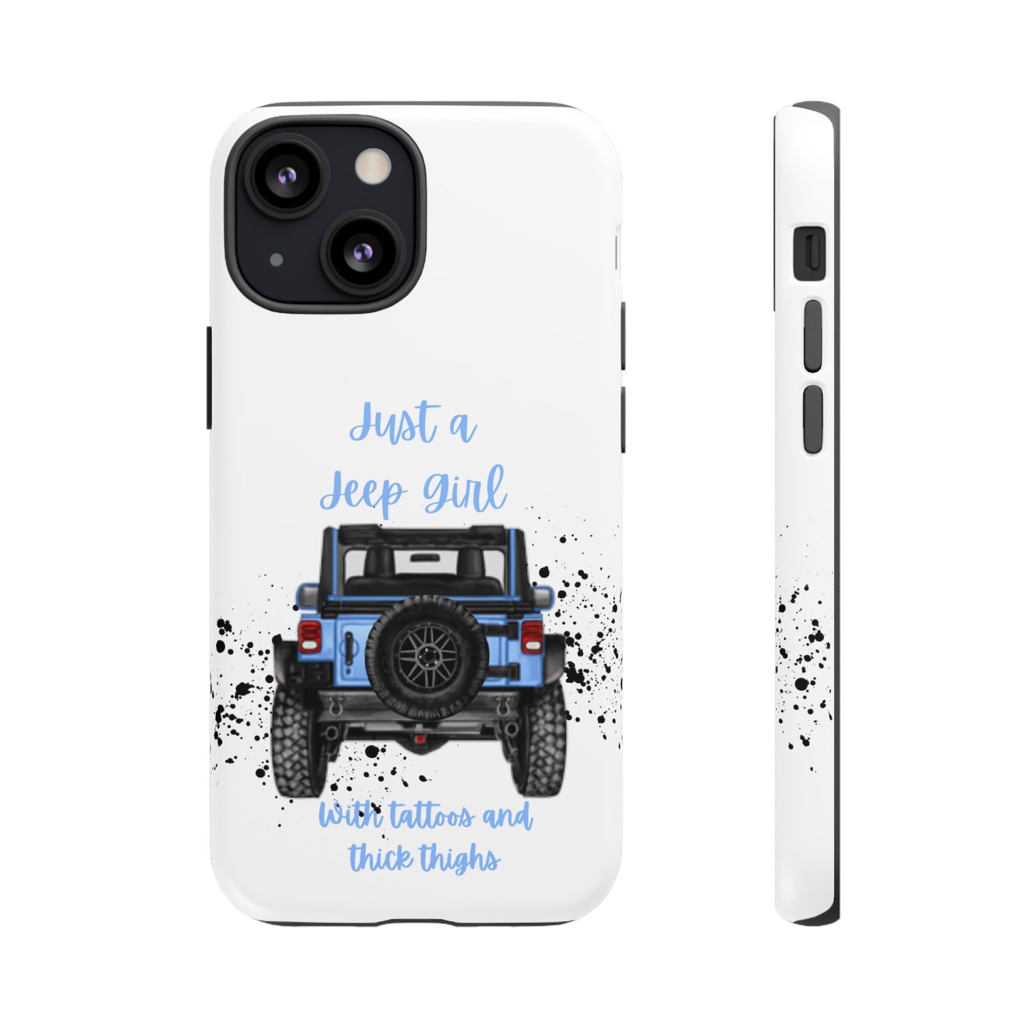 Off Road Girl with Tattoos and Thick Thighs Blue Protective Phone Case