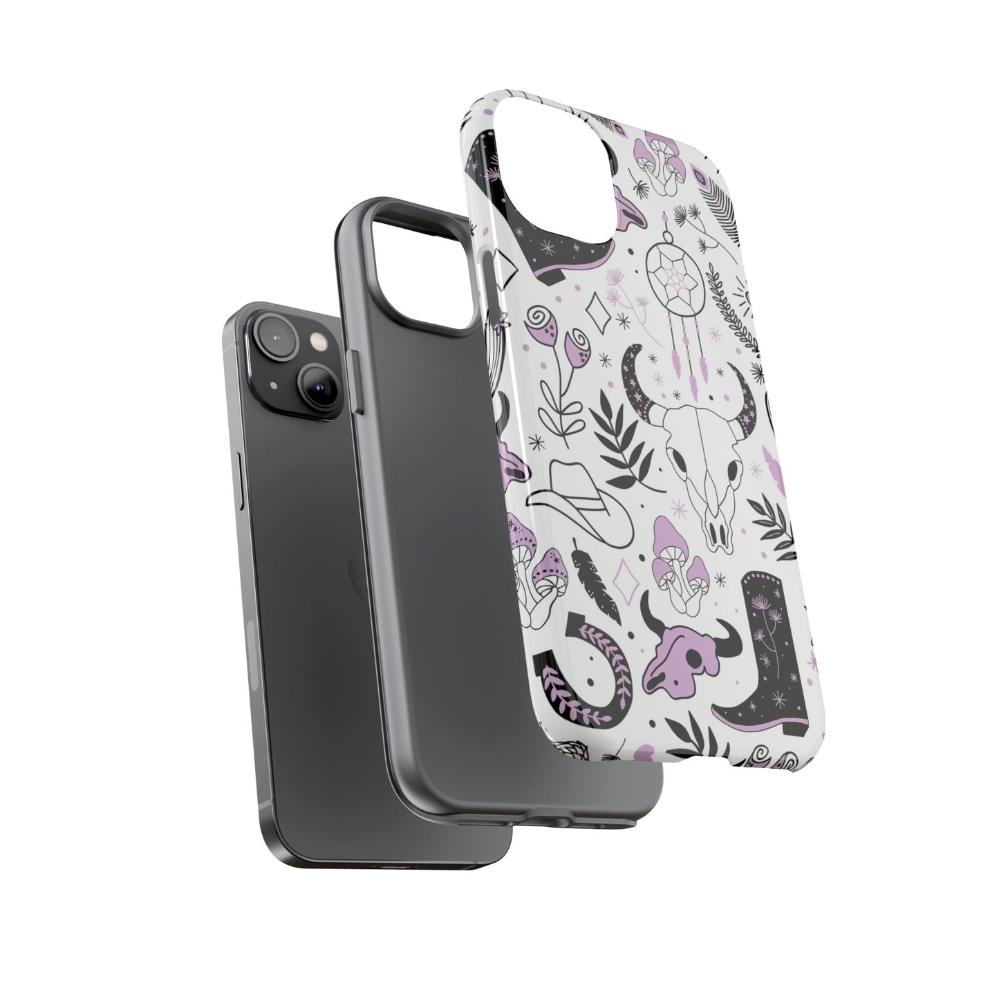Purple and Black Western Protective Drop Proof Case Iphone, Samsung and Google phones