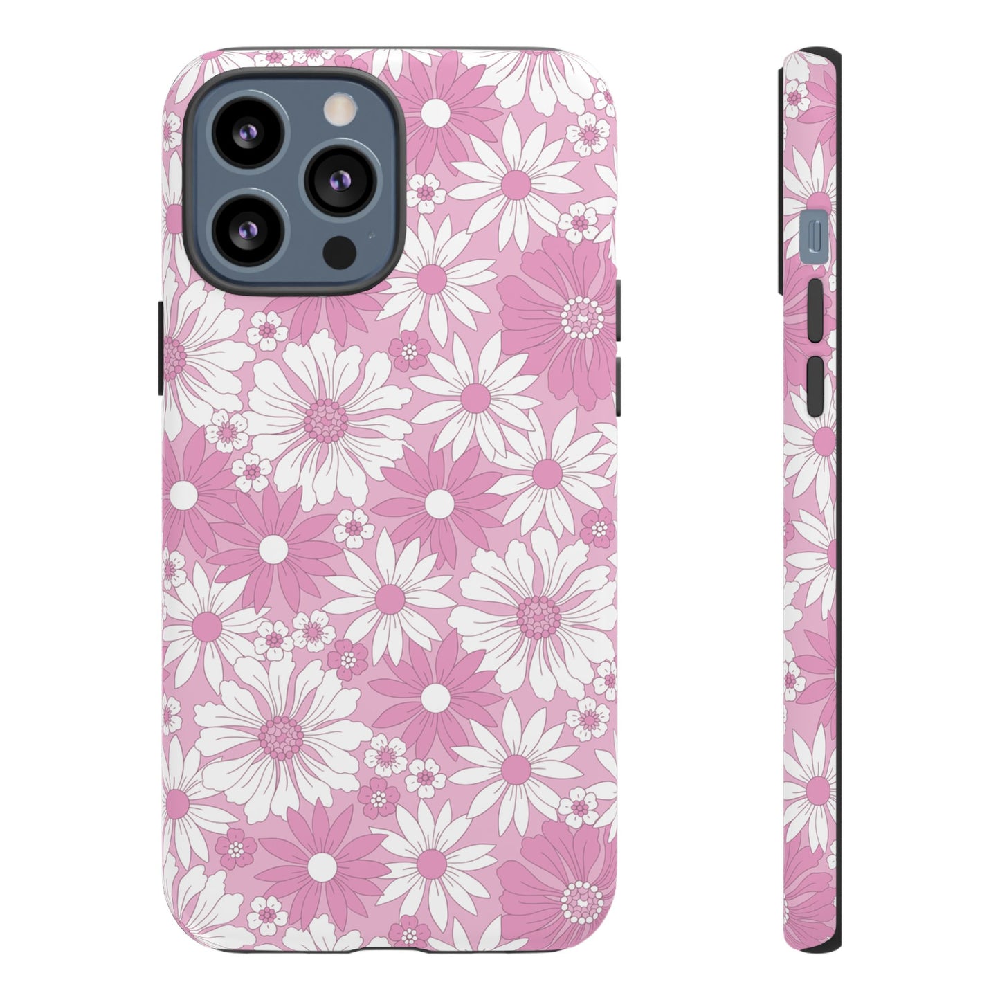 Pink and White Flowers Protective Phone Case