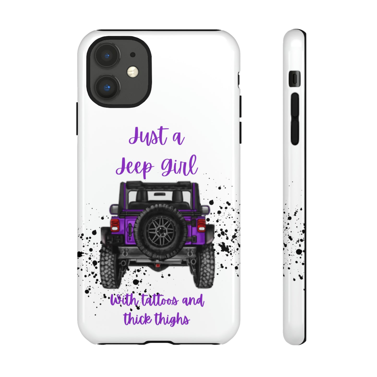 Off Road Girl with Tattoos and Thick Thighs Purple Protective Phone Case