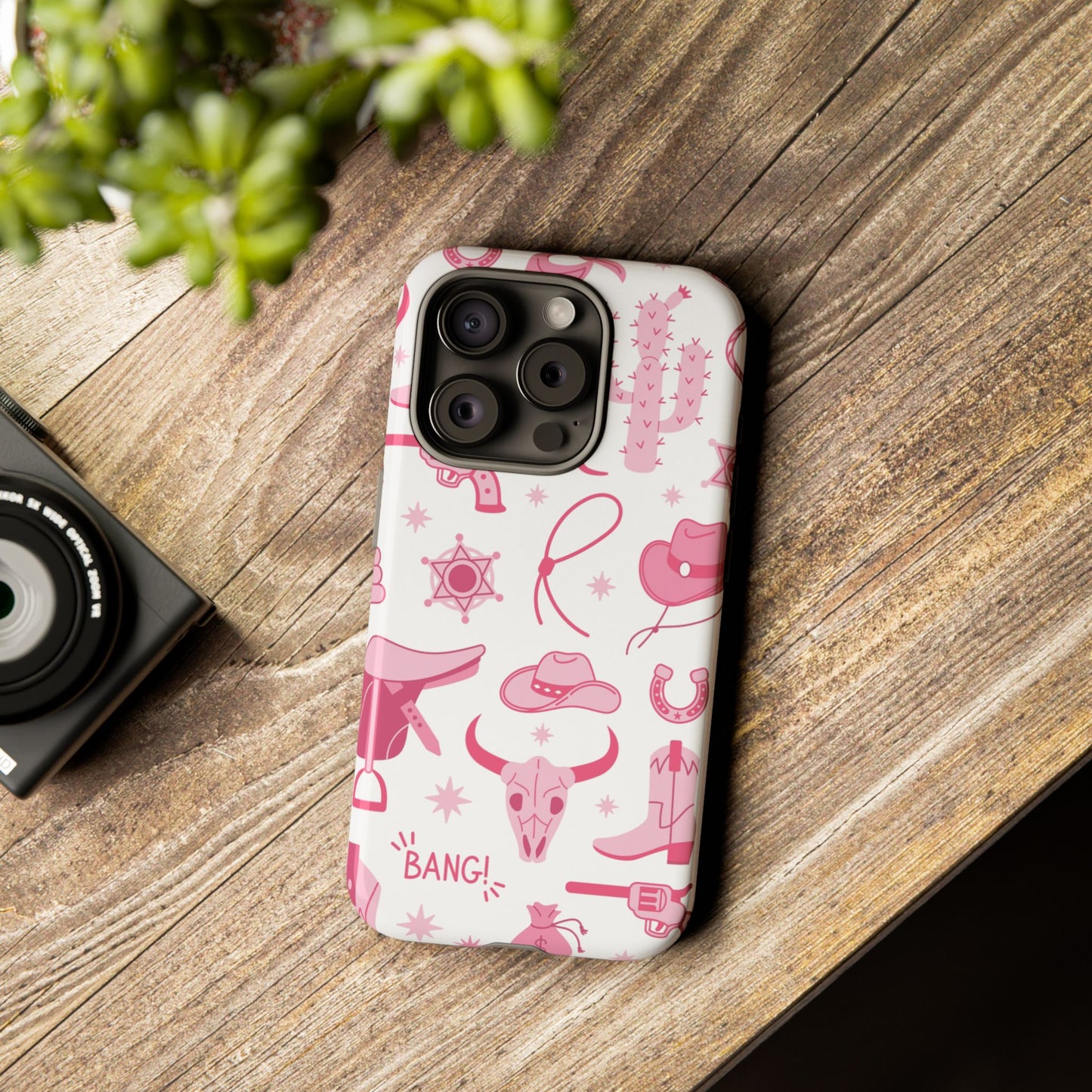 Pink Western Protective Phone Case for Iphone, Samsung and Google Phones