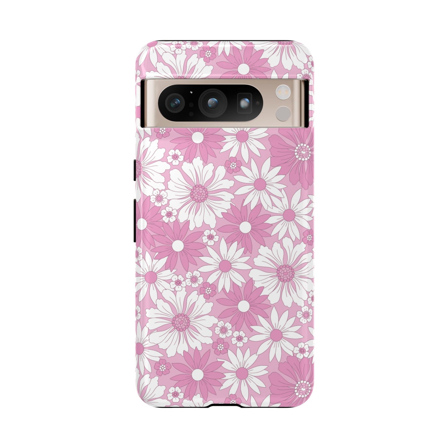 Pink and White Flowers Protective Phone Case