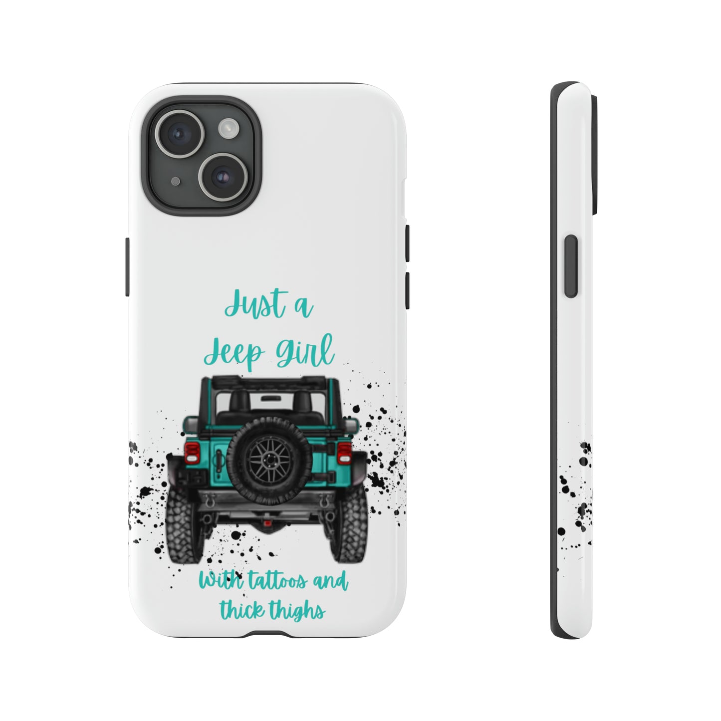 Off Road Girl with Tattoos and Thick Thighs Turquoise Protective Phone Case