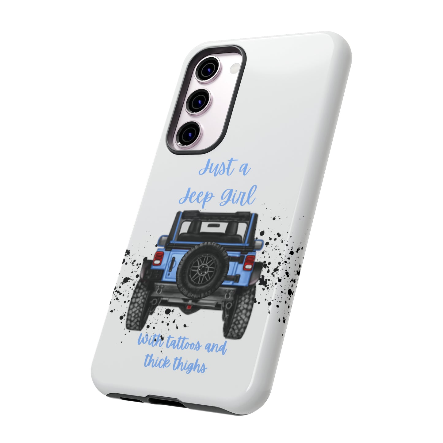 Off Road Girl with Tattoos and Thick Thighs Blue Protective Phone Case