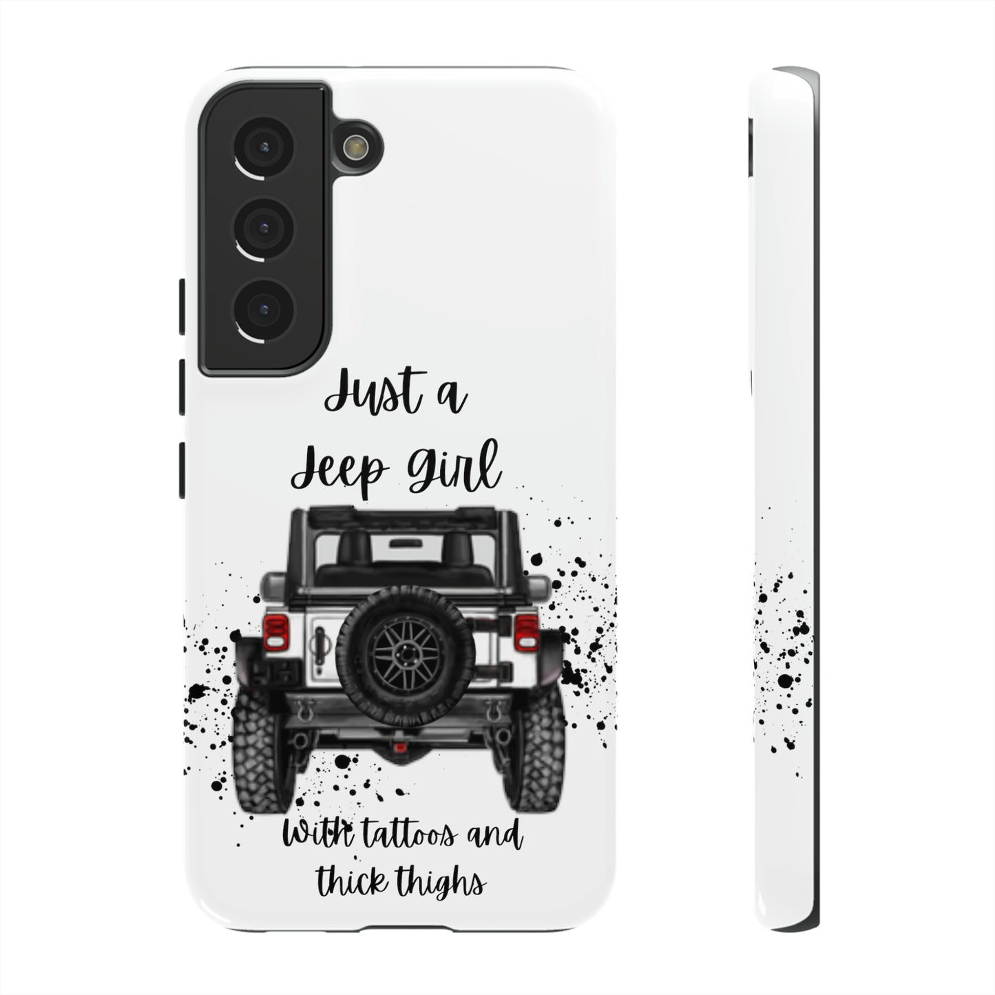 Off Road Girl with Tattoos and Thick Thighs Black Protective Phone Case