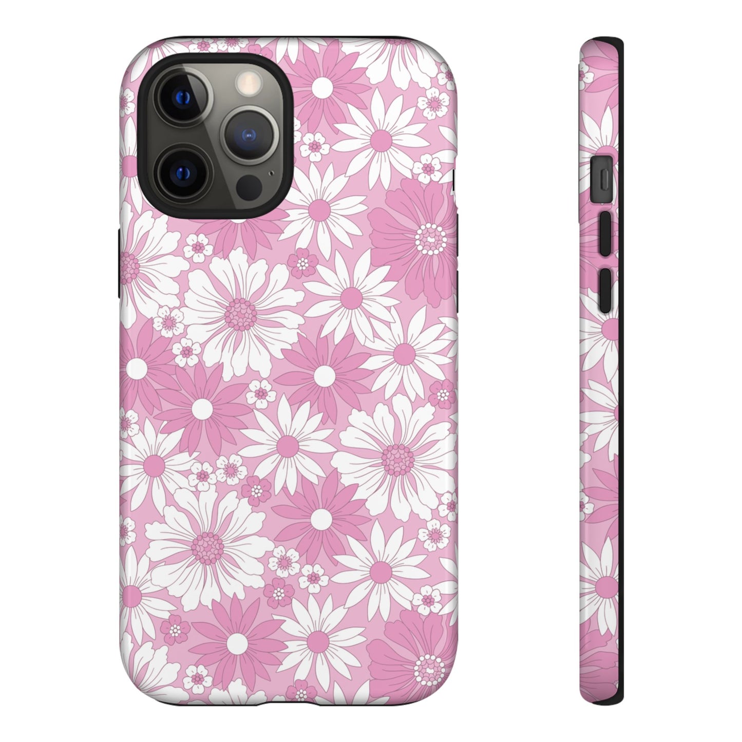 Pink and White Flowers Protective Phone Case