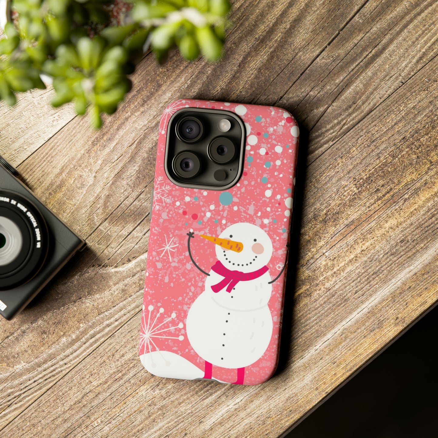 Pink Snowman Protective Case for Iphone, Samsung and a Google phones