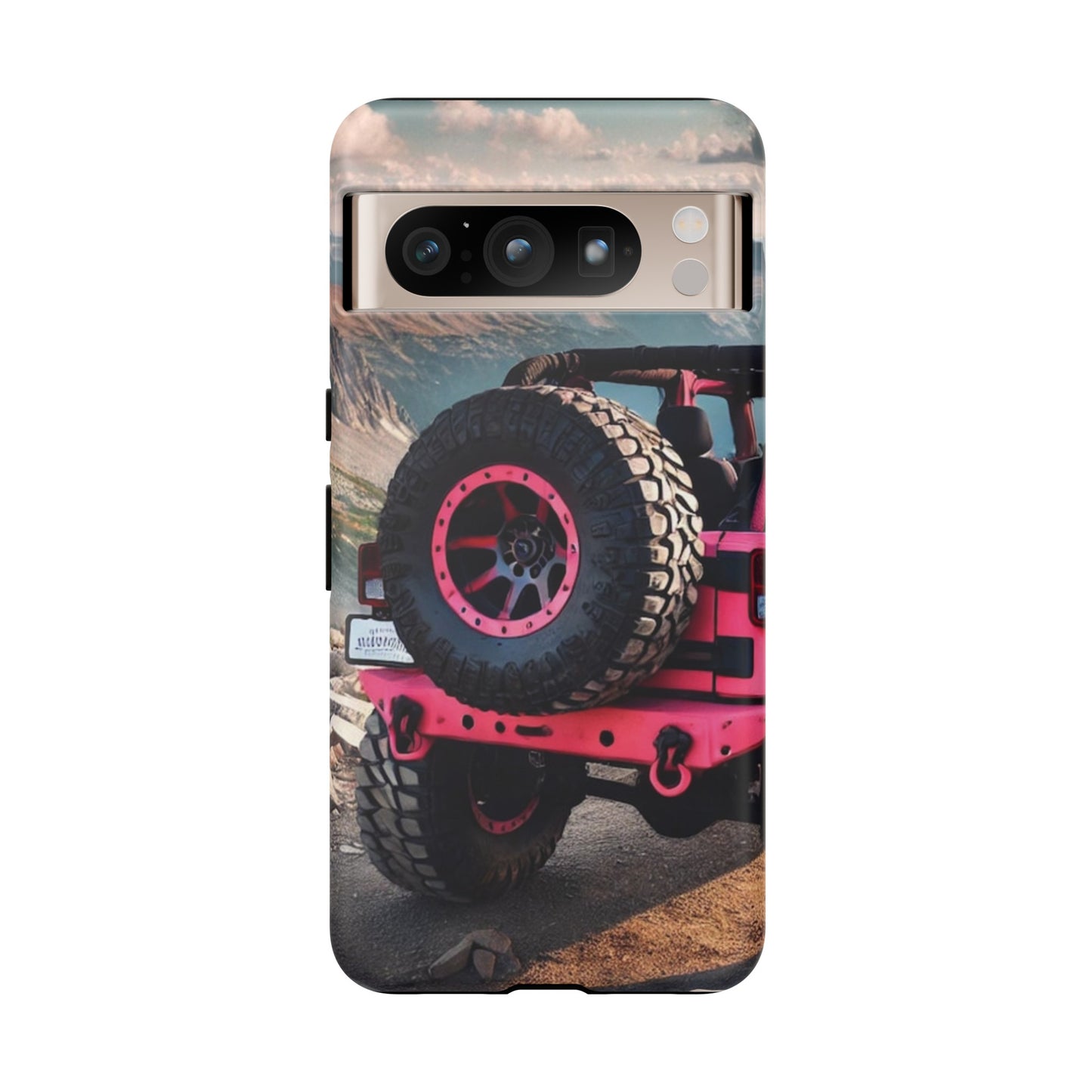 Pink Jeep Tire Protective Phone Case