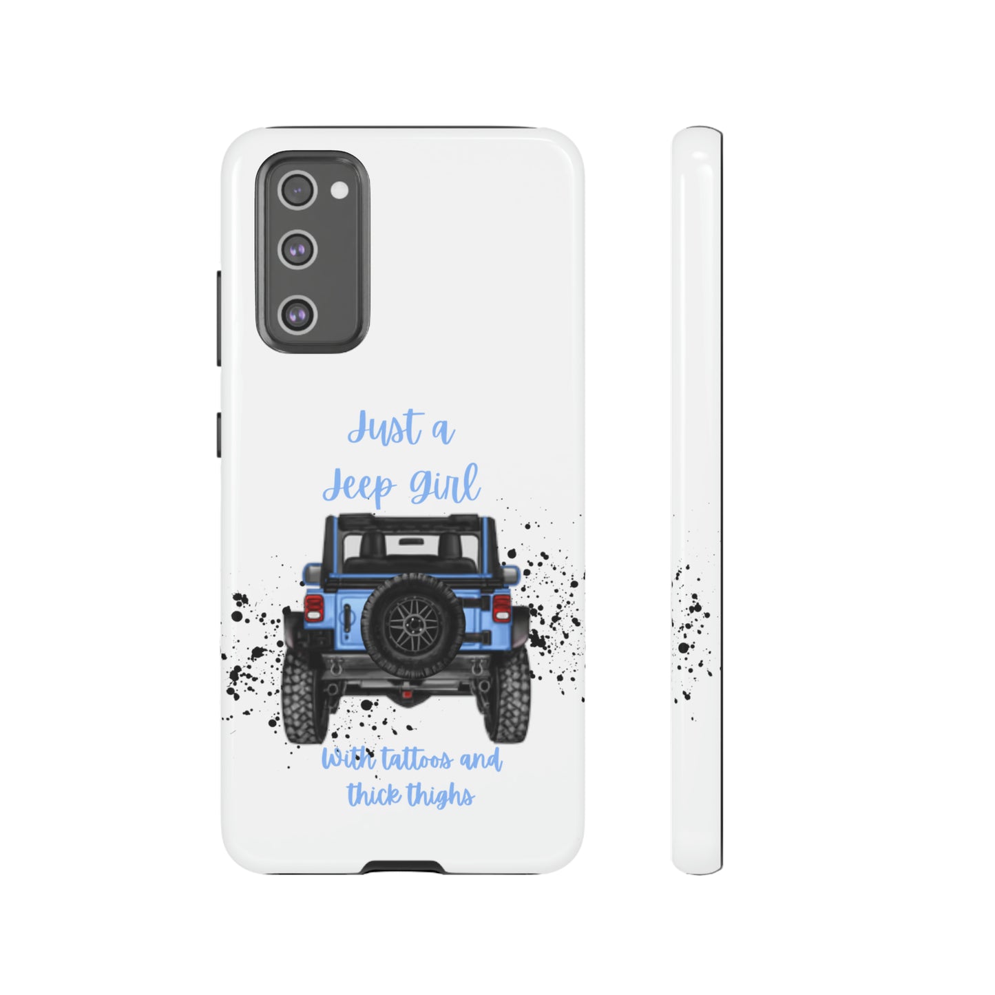 Off Road Girl with Tattoos and Thick Thighs Blue Protective Phone Case