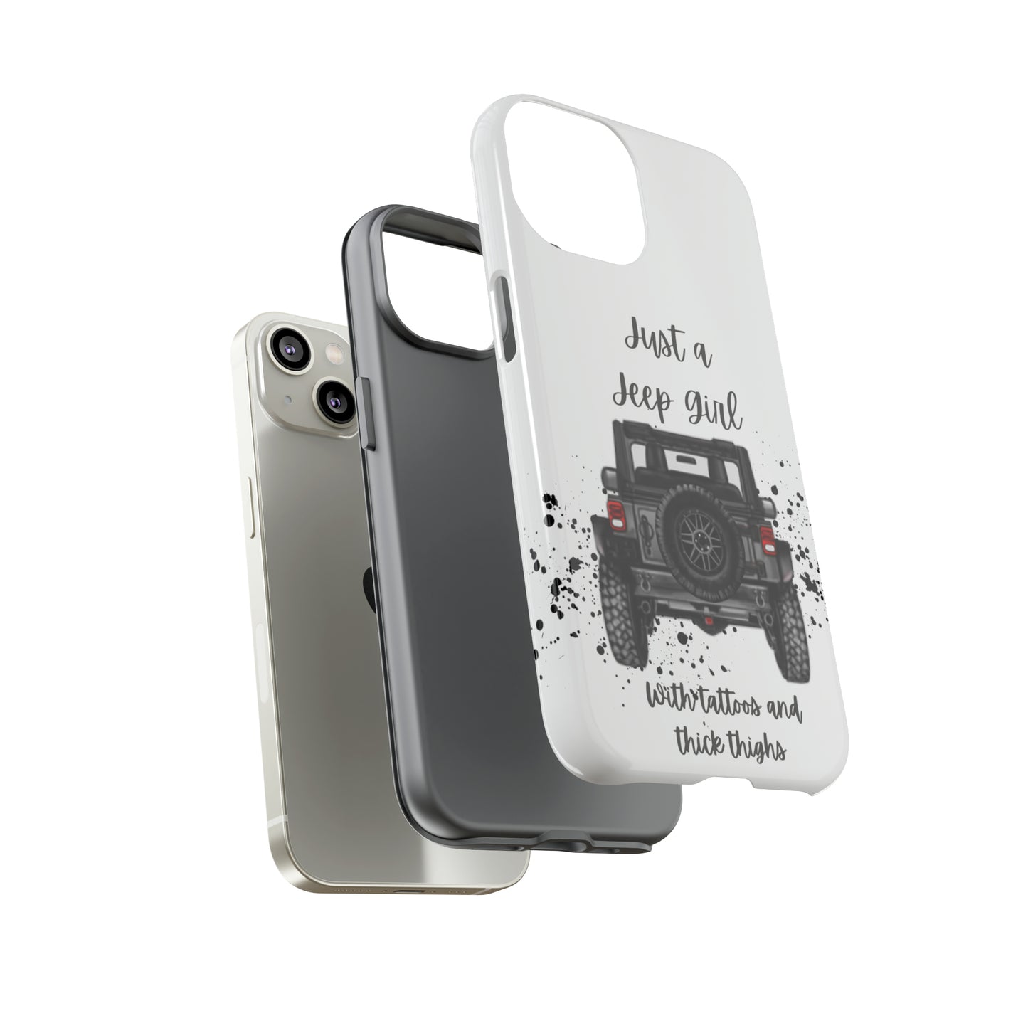 Off Road Girl with Tattoos and Thick Thighs Grey Protective Phkne Case