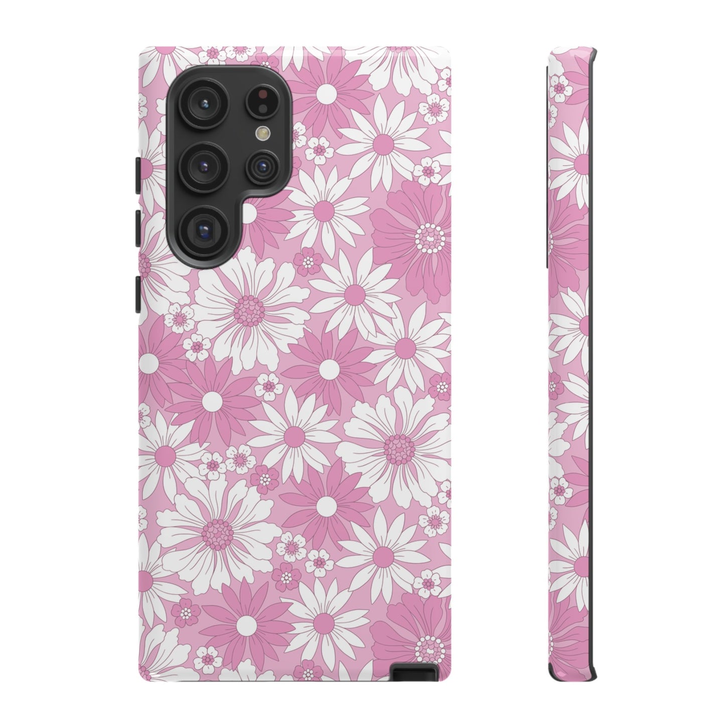 Pink and White Flowers Protective Phone Case