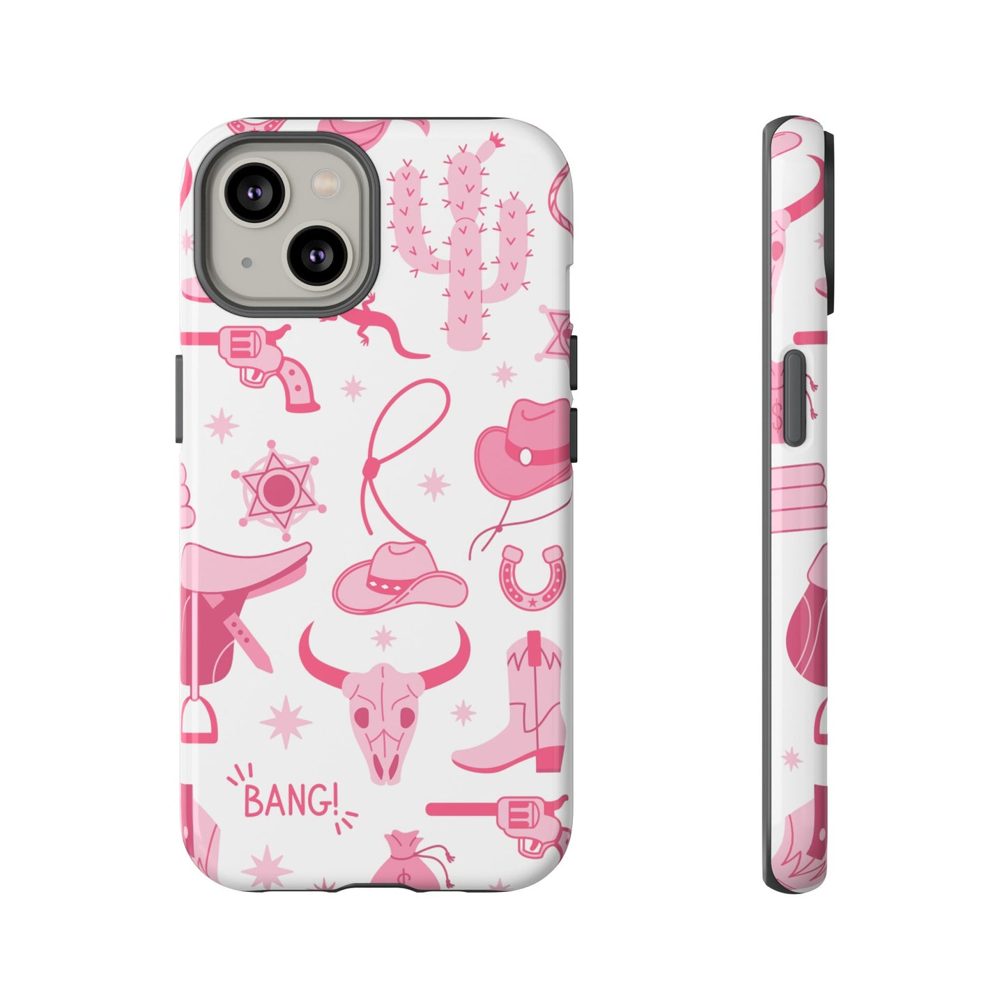 Pink Western Protective Phone Case for Iphone, Samsung and Google Phones