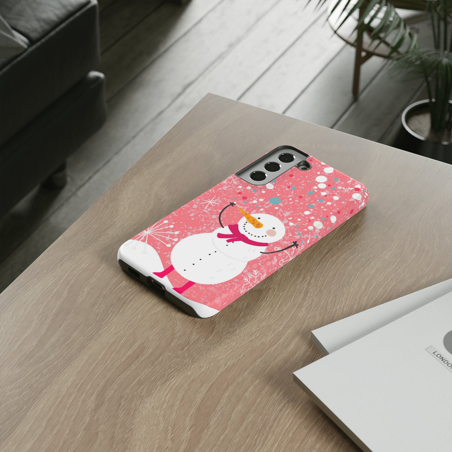 Pink Snowman Protective Case for Iphone, Samsung and a Google phones