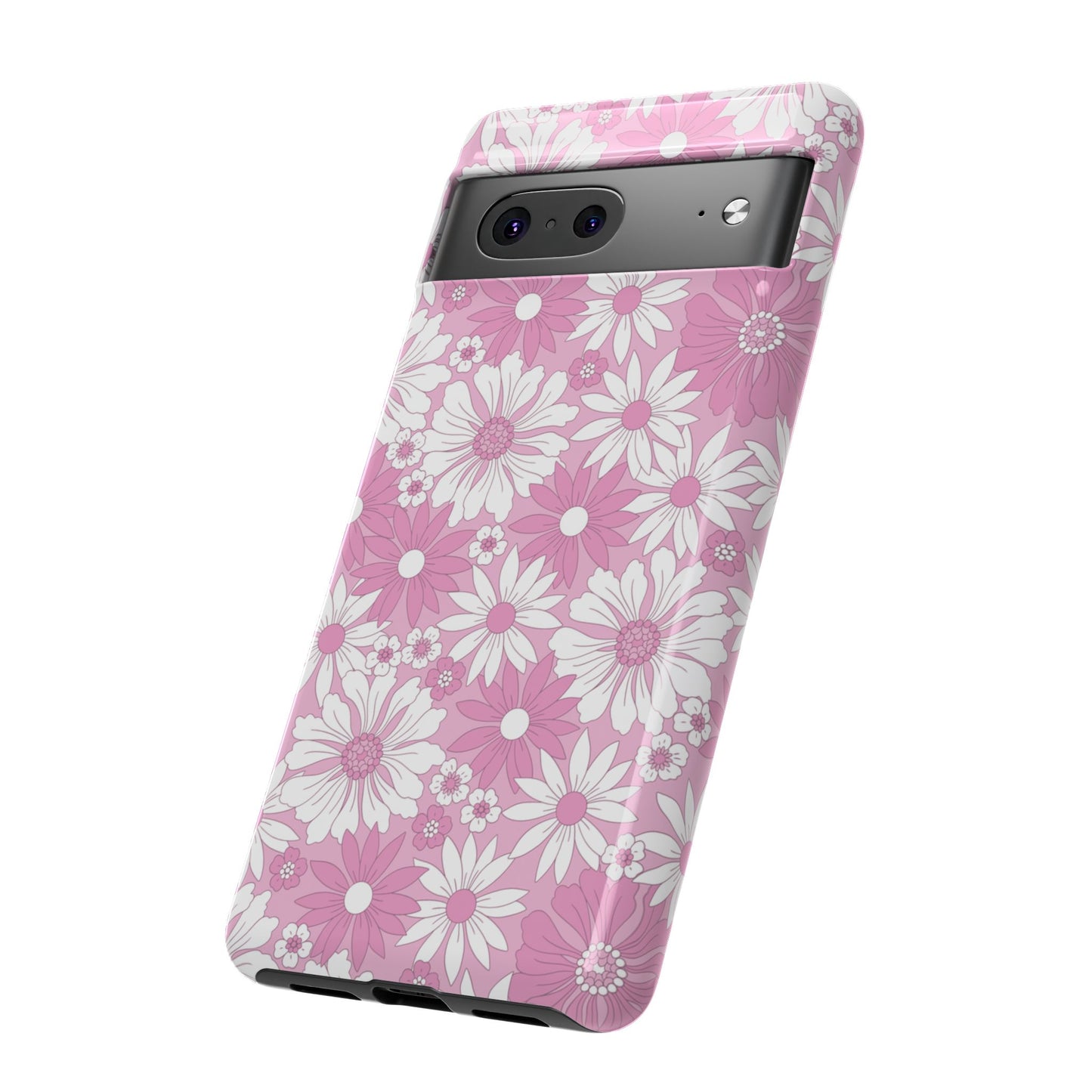 Pink and White Flowers Protective Phone Case