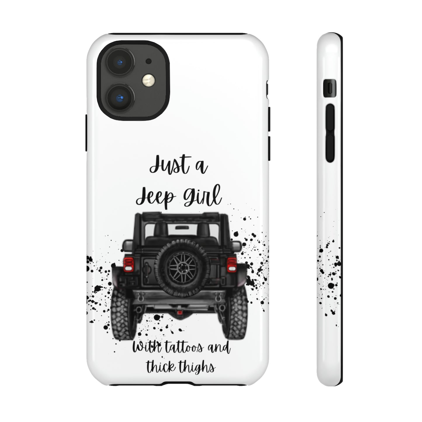 Off Road Girl with Tattoos and Thick Thighs Black Protective Phone Case