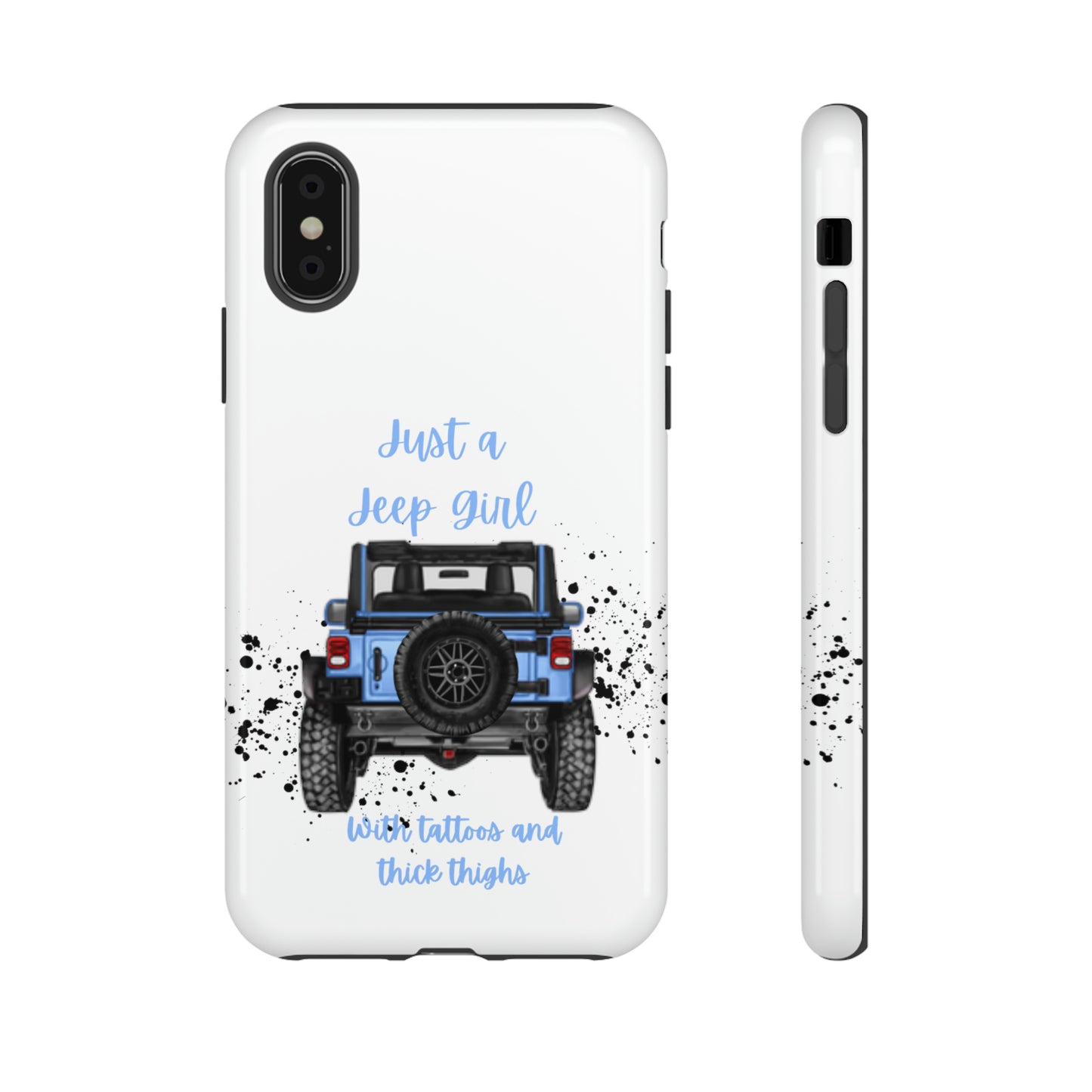 Off Road Girl with Tattoos and Thick Thighs Blue Protective Phone Case