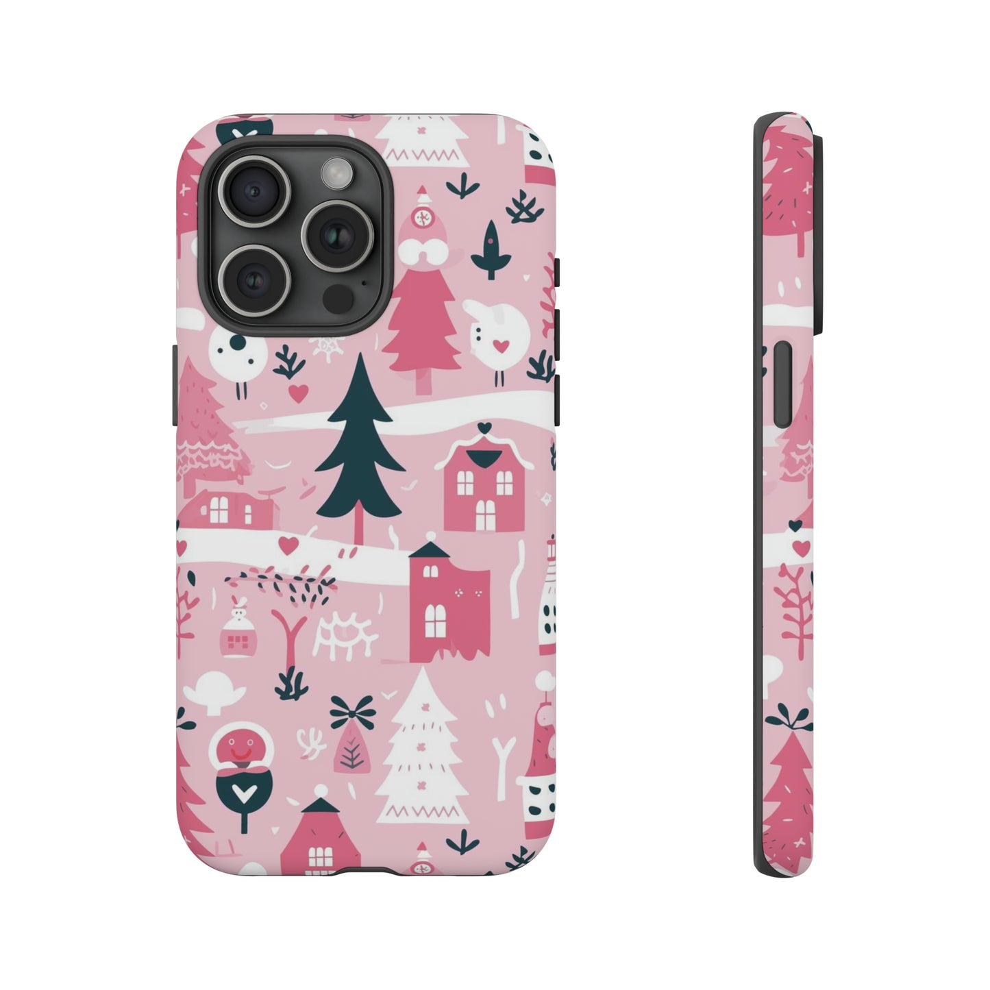 Pink Christmas Design Protective Case for Iphone, Samsung and Google Phones