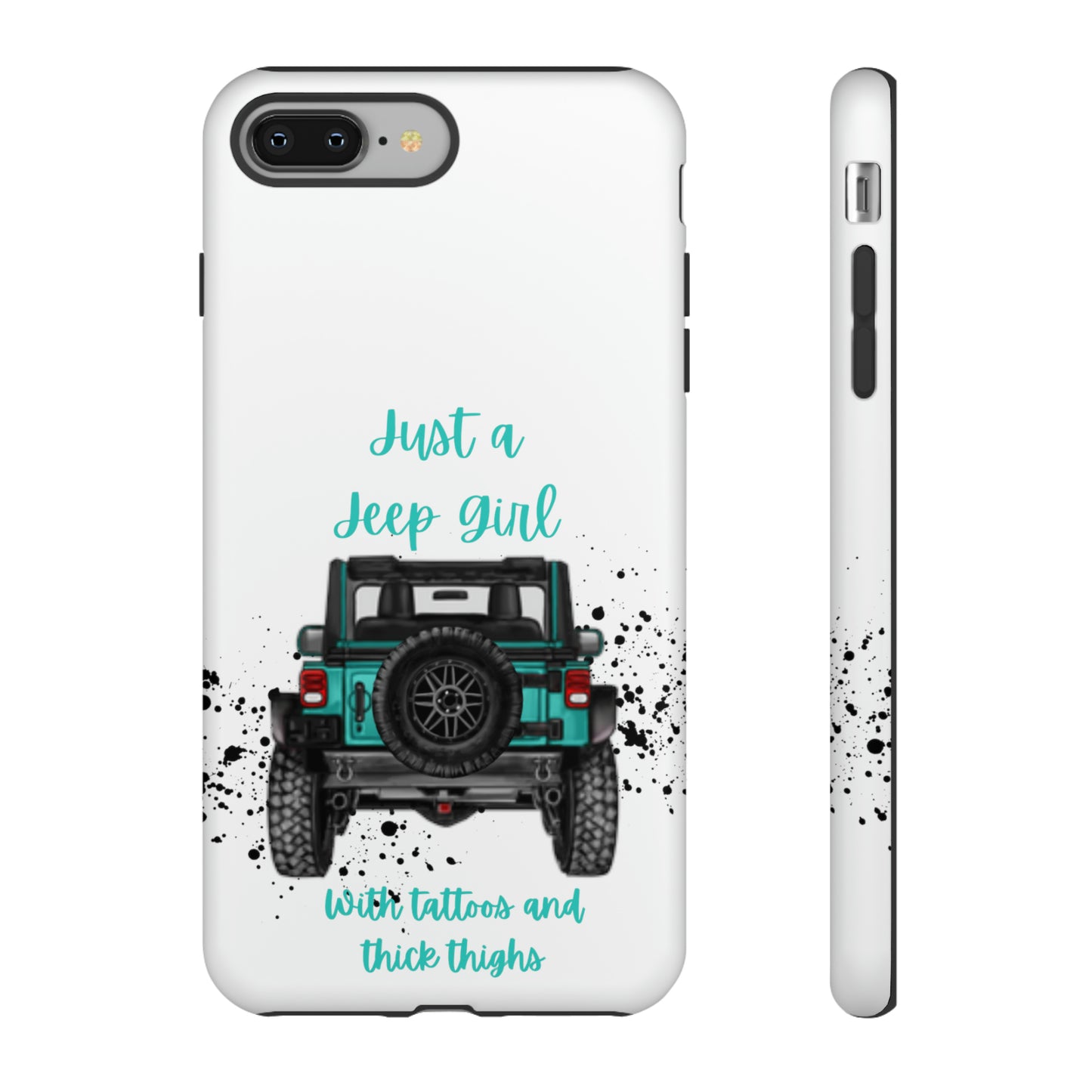 Off Road Girl with Tattoos and Thick Thighs Turquoise Protective Phone Case