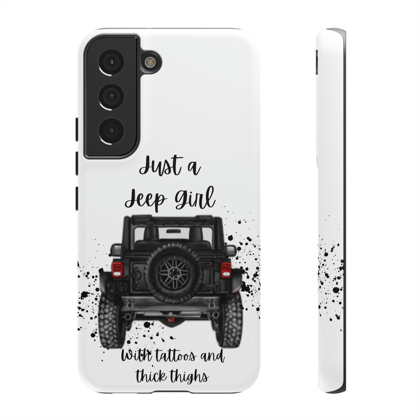 Off Road Girl with Tattoos and Thick Thighs Black Protective Phone Case