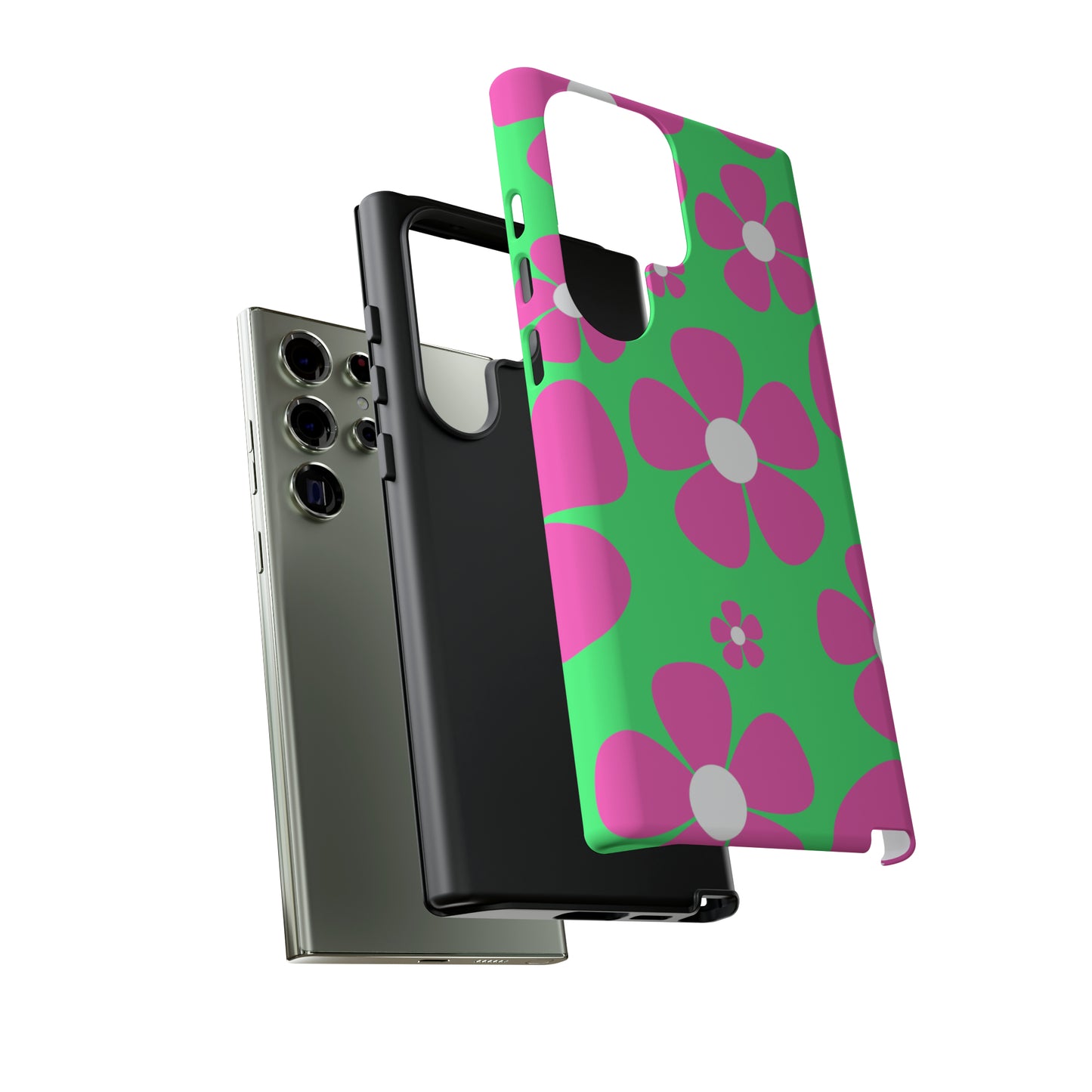 Green with pink flowers protective case