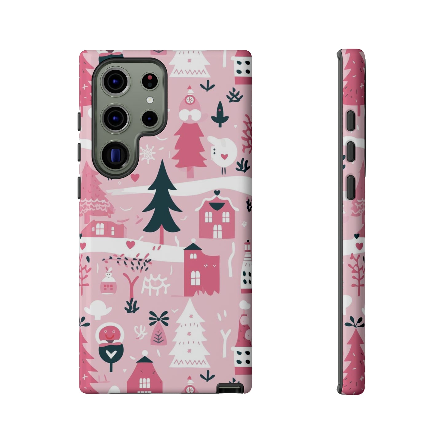 Pink Christmas Design Protective Case for Iphone, Samsung and Google Phones