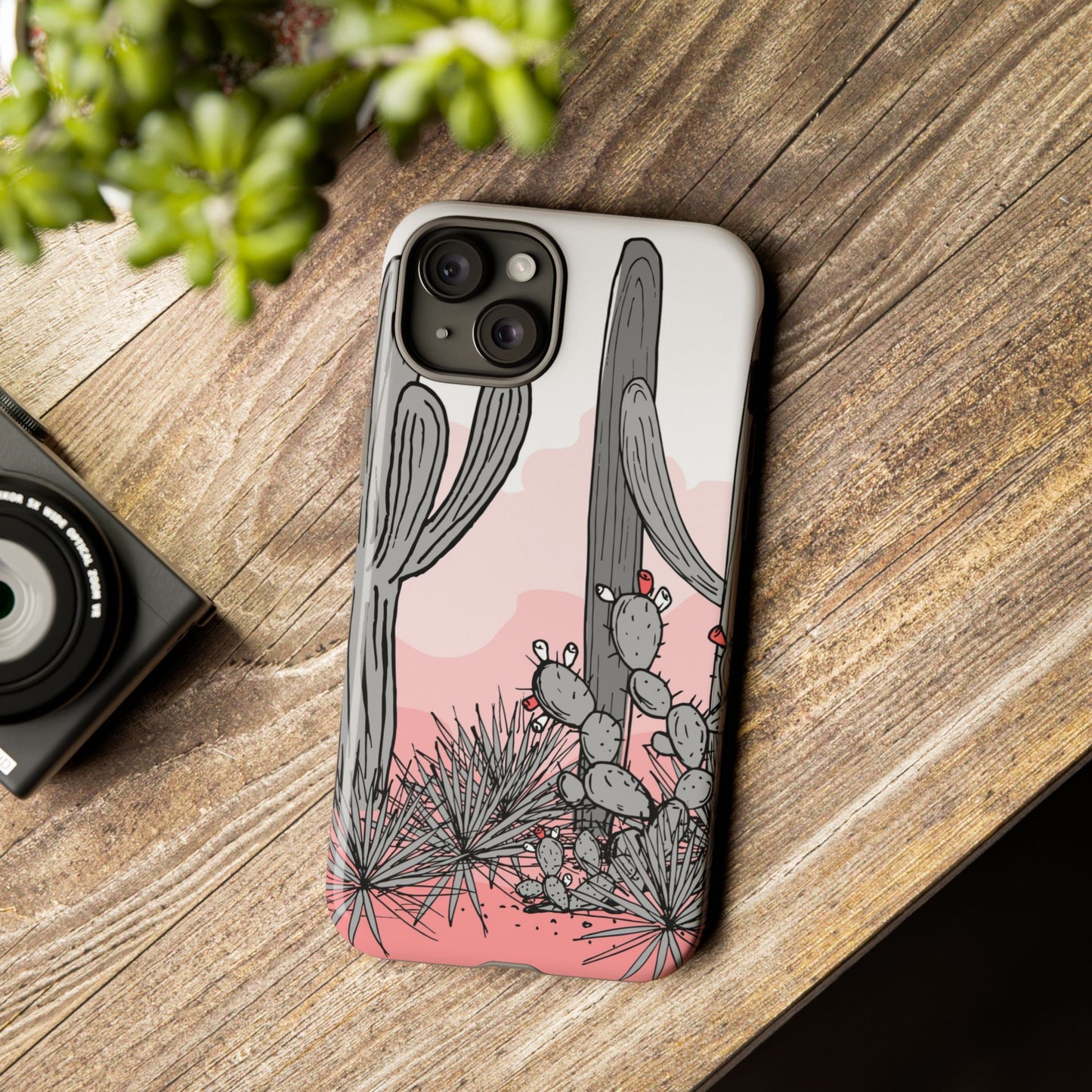 Pastel Cactus Sunset Protective Phone Case