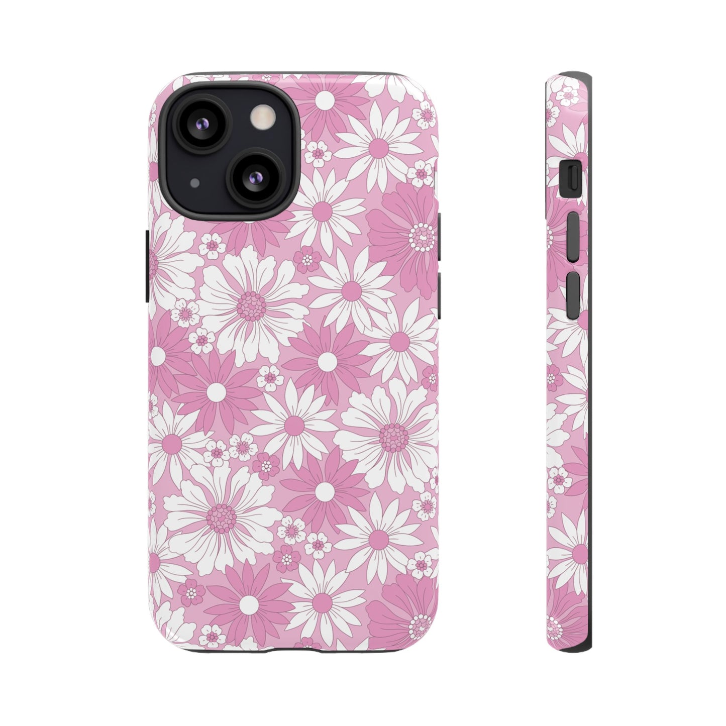 Pink and White Flowers Protective Phone Case