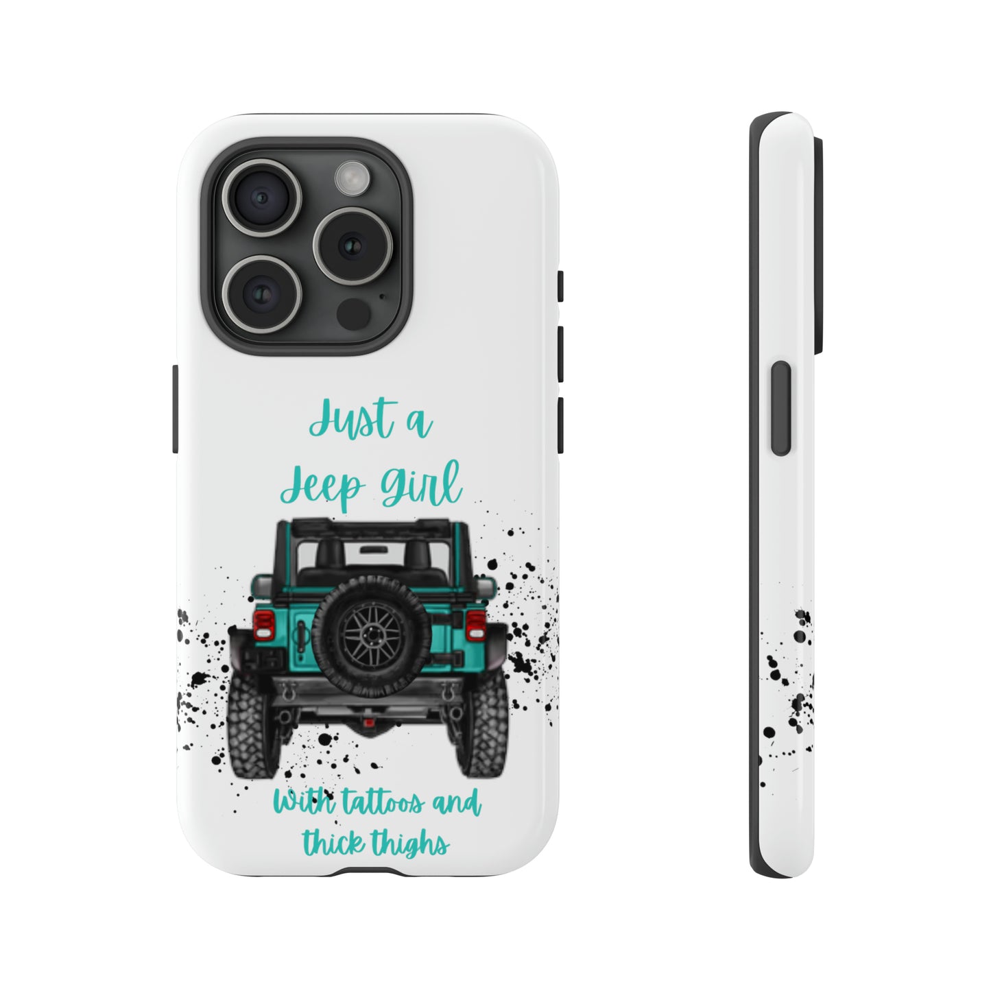 Off Road Girl with Tattoos and Thick Thighs Turquoise Protective Phone Case