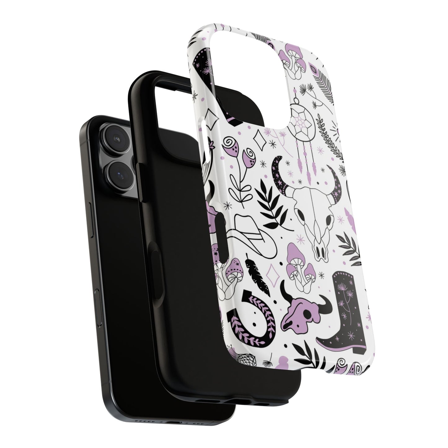 Purple and Black Western Protective Drop Proof Case Iphone, Samsung and Google phones