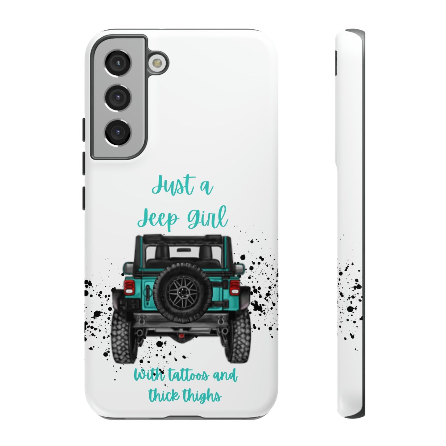 Off Road Girl with Tattoos and Thick Thighs Turquoise Protective Phone Case