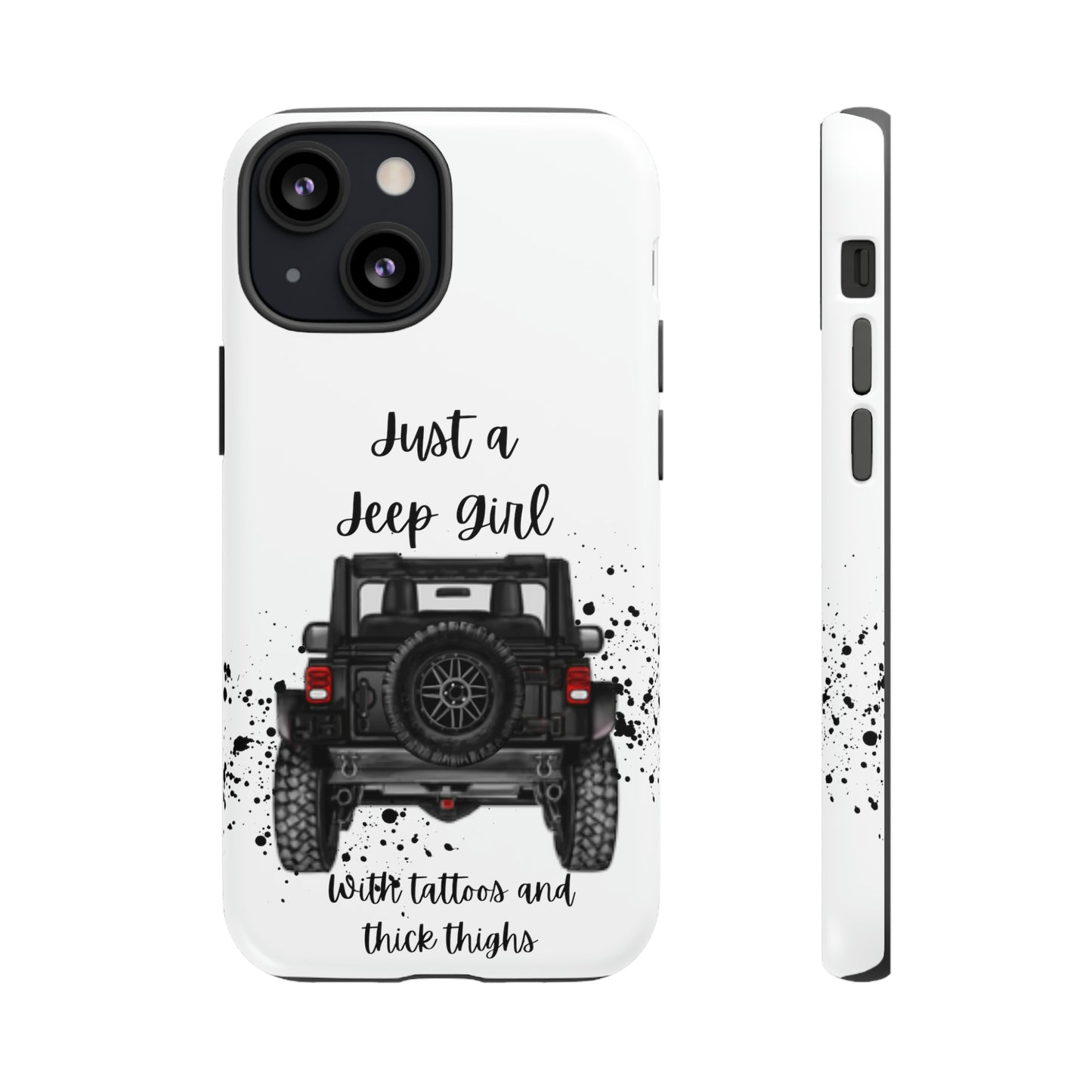 Off Road Girl with Tattoos and Thick Thighs Black Protective Phone Case