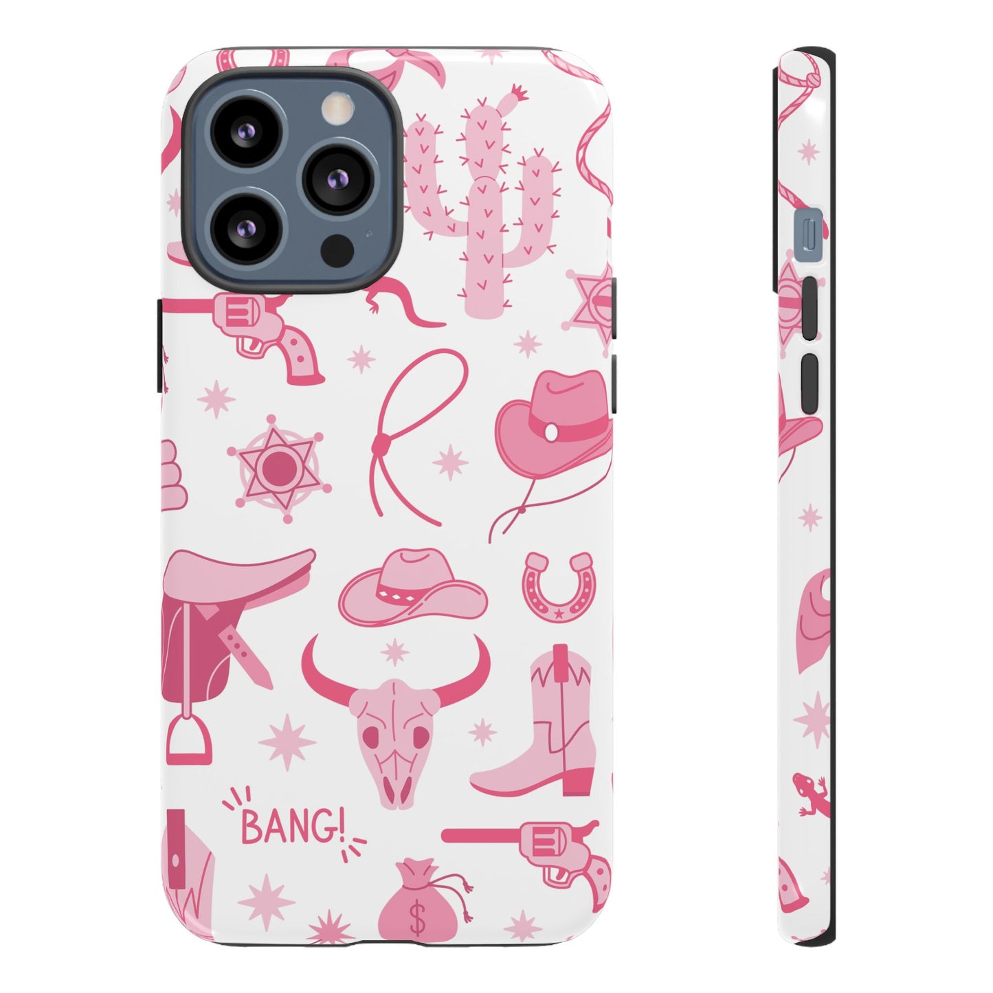 Pink Western Protective Phone Case for Iphone, Samsung and Google Phones