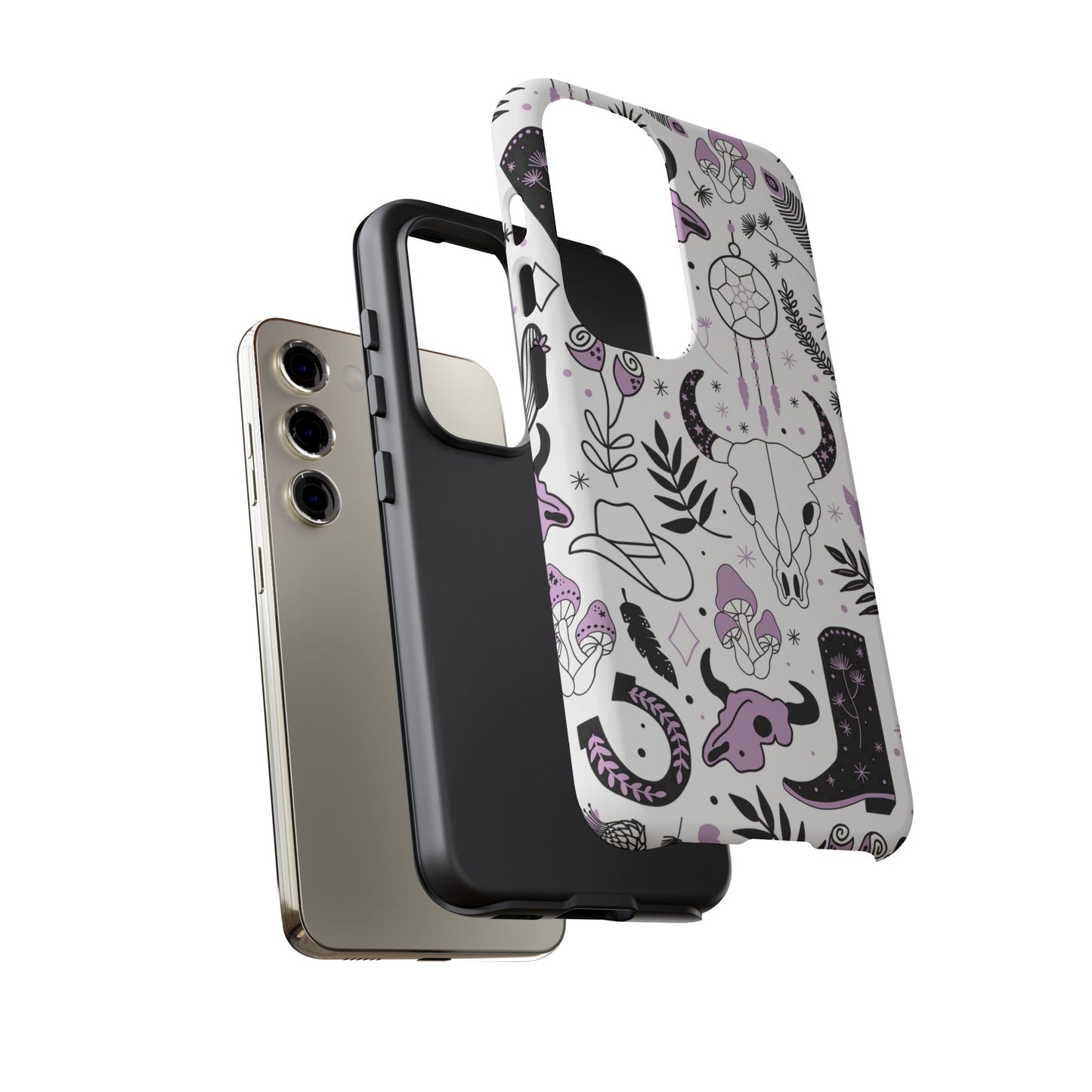 Purple and Black Western Protective Drop Proof Case Iphone, Samsung and Google phones