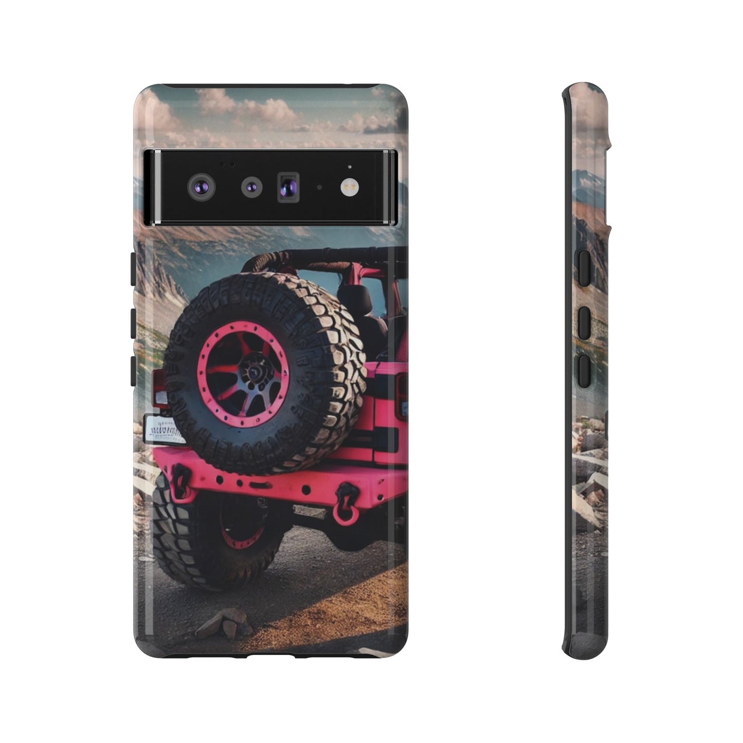 Pink Jeep Tire Protective Phone Case