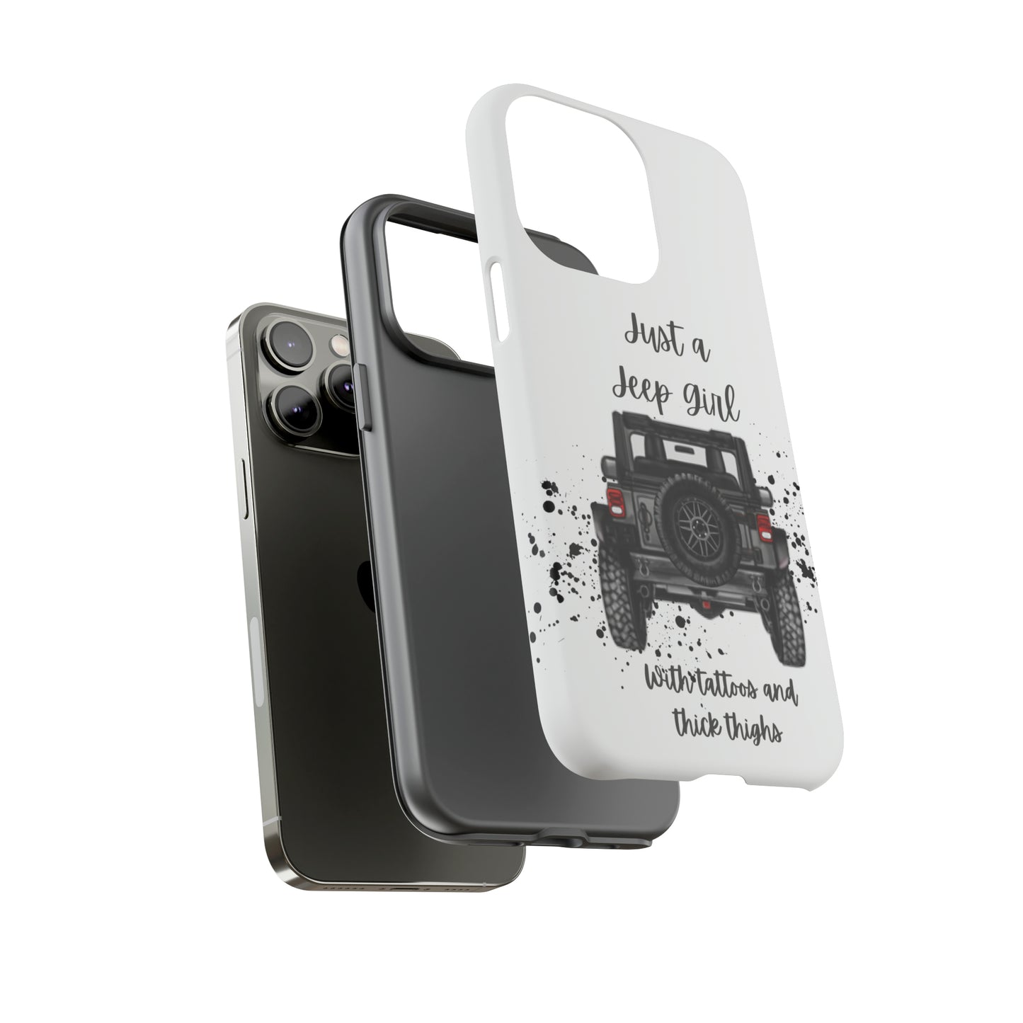 Off Road Girl with Tattoos and Thick Thighs Grey Protective Phkne Case