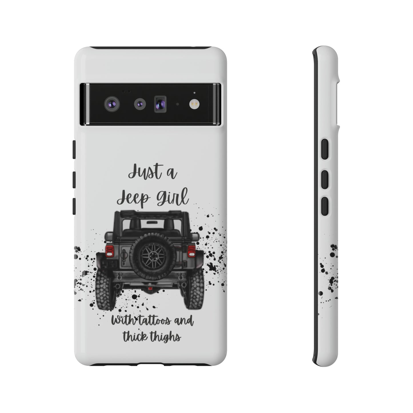 Off Road Girl with Tattoos and Thick Thighs Grey Protective Phkne Case