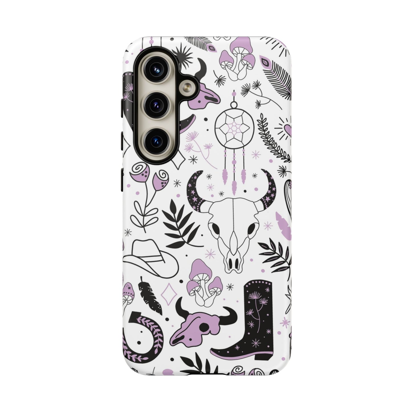 Purple and Black Western Protective Drop Proof Case Iphone, Samsung and Google phones