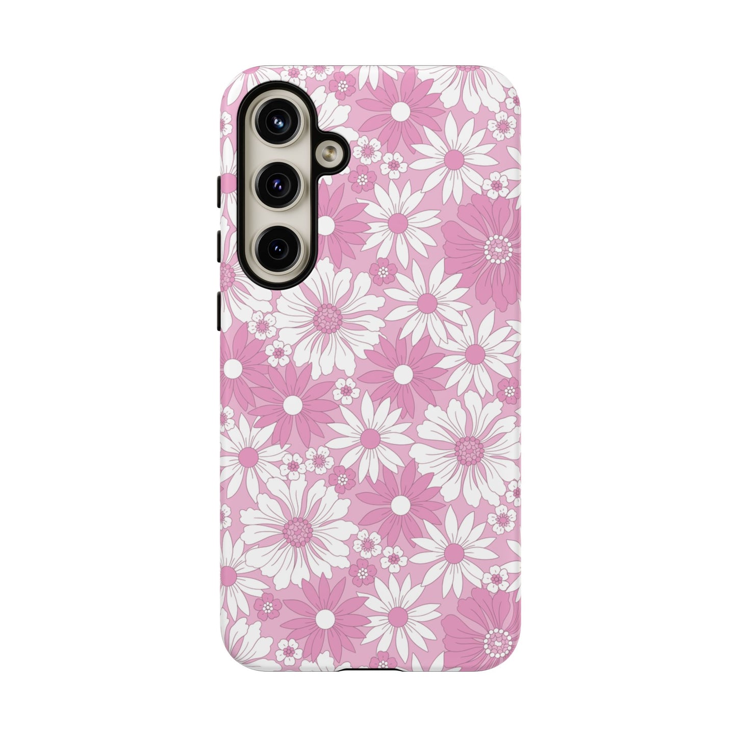 Pink and White Flowers Protective Phone Case