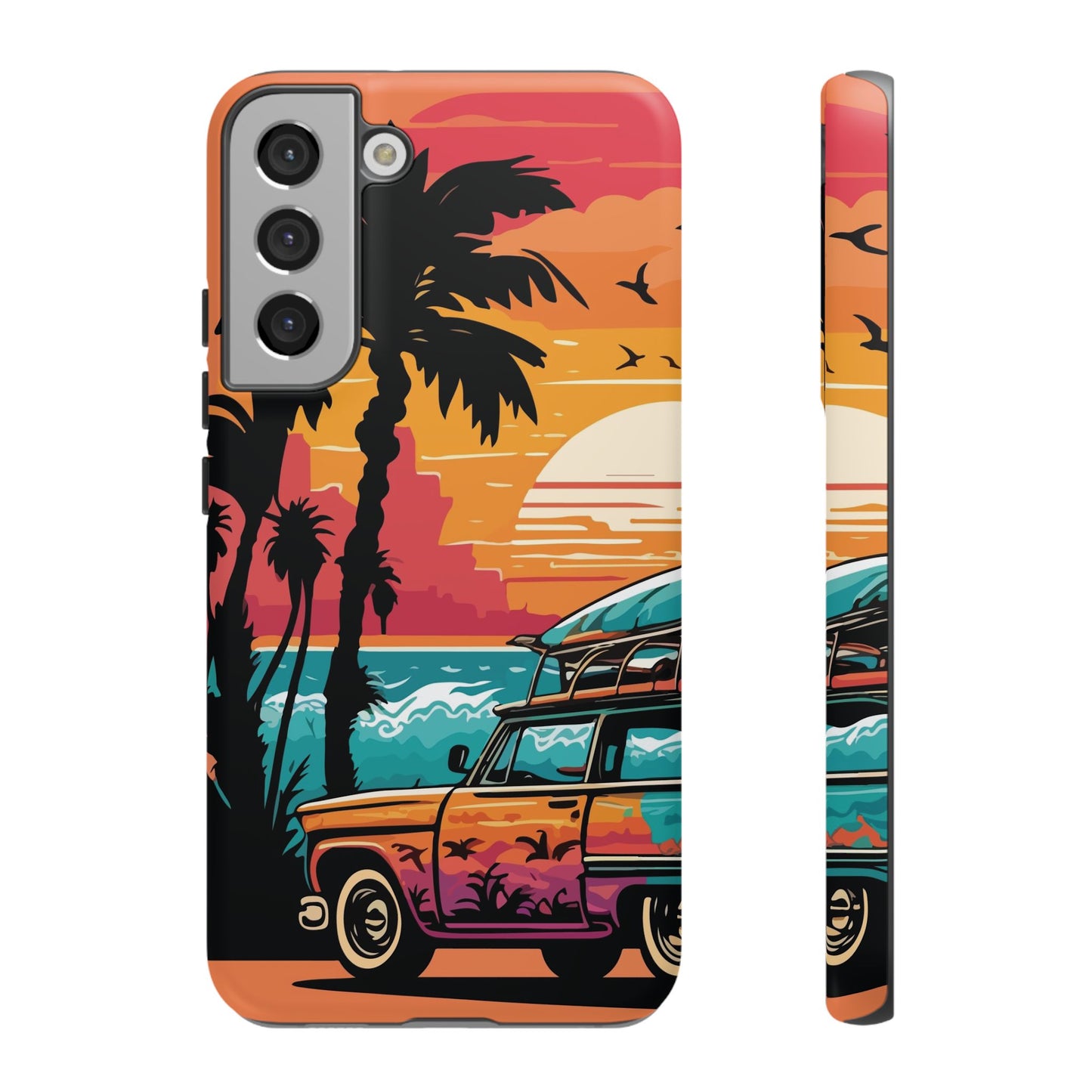 Summer Retro Sunset Protective Phone Case