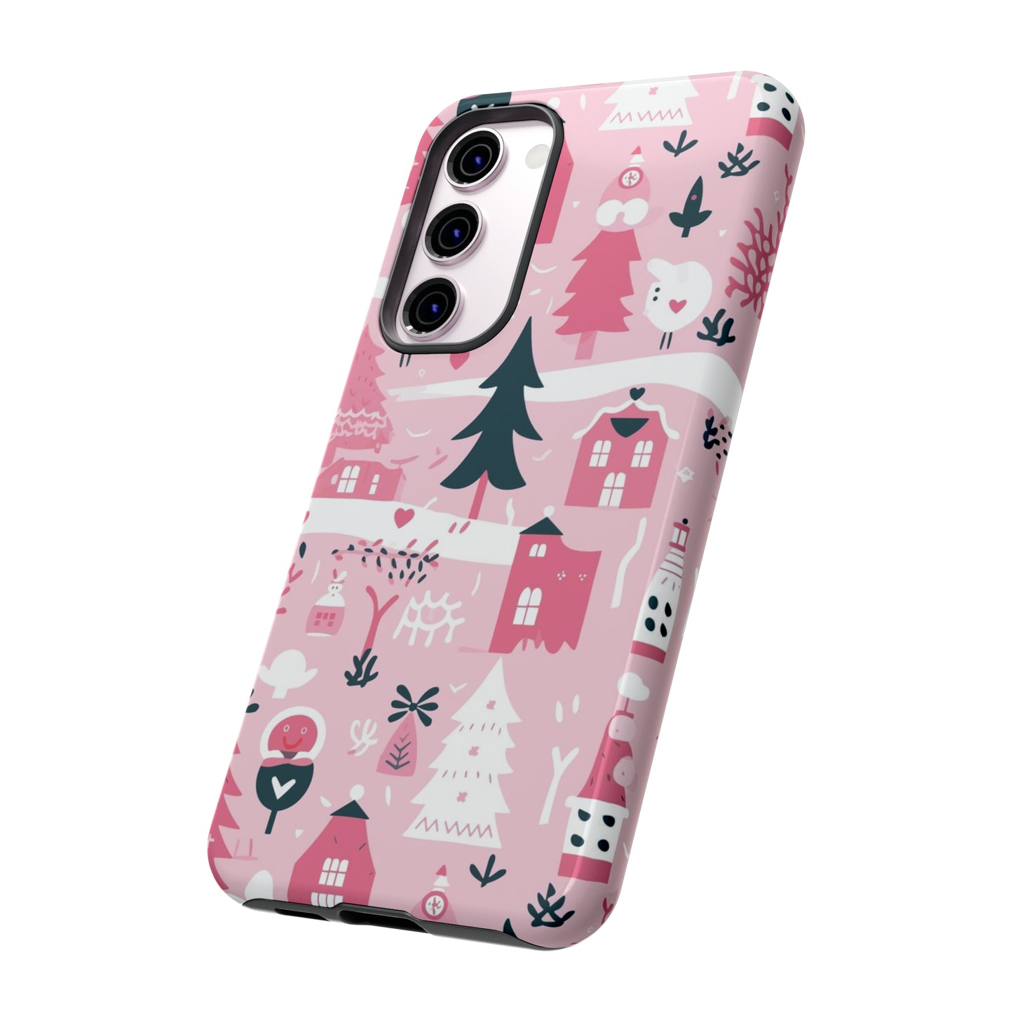 Pink Christmas Design Protective Case for Iphone, Samsung and Google Phones