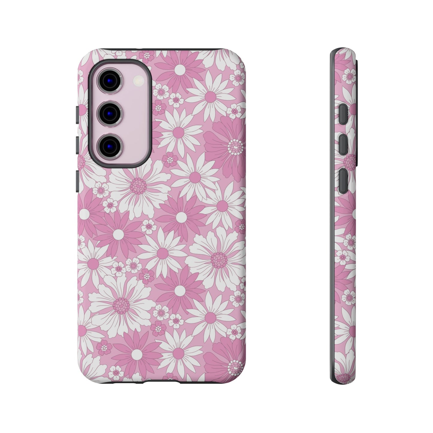 Pink and White Flowers Protective Phone Case