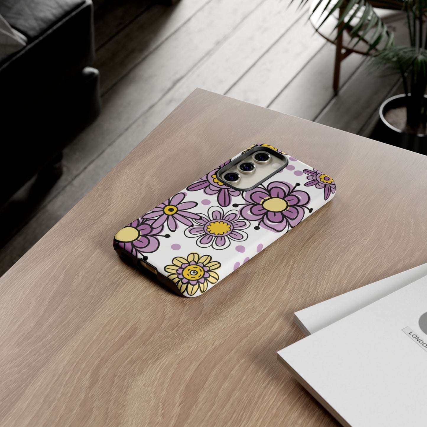 Purple Flowers Protective Phone Case