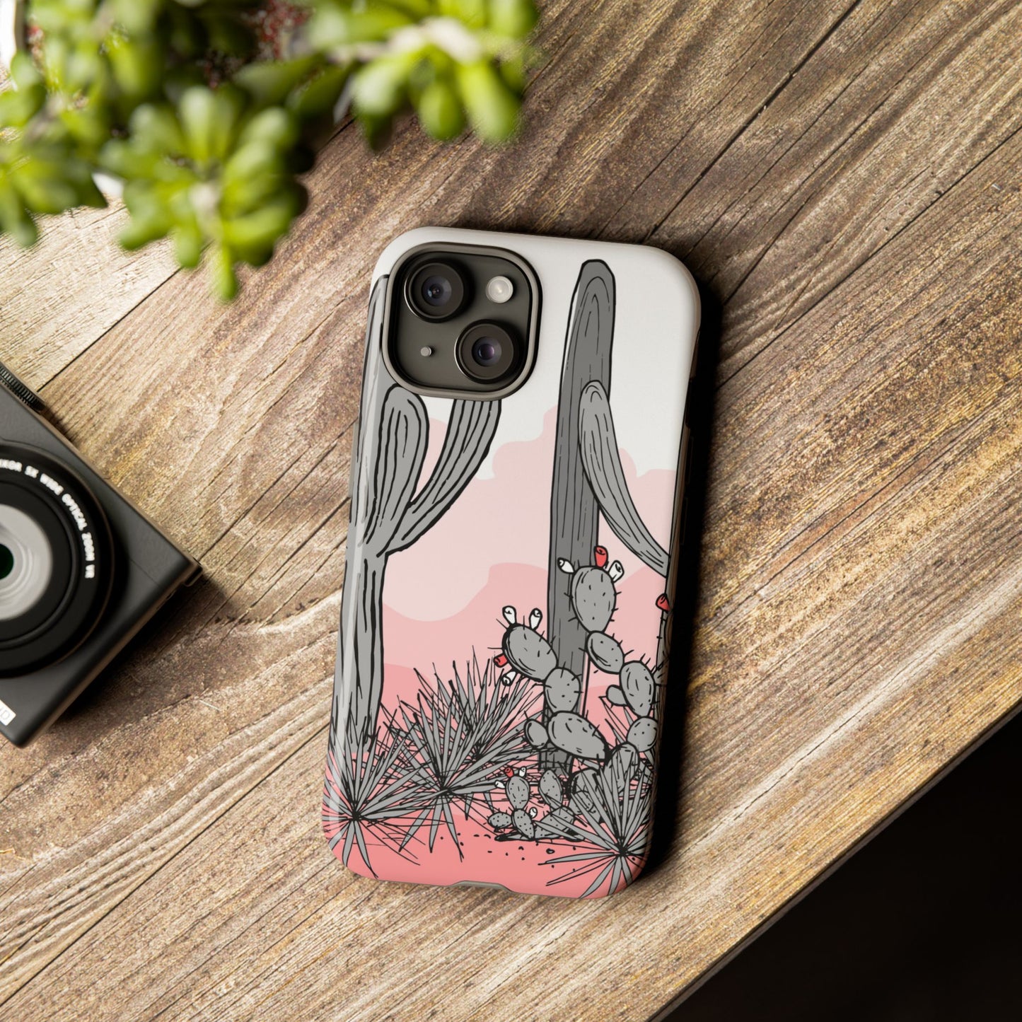 Pastel Cactus Sunset Protective Phone Case