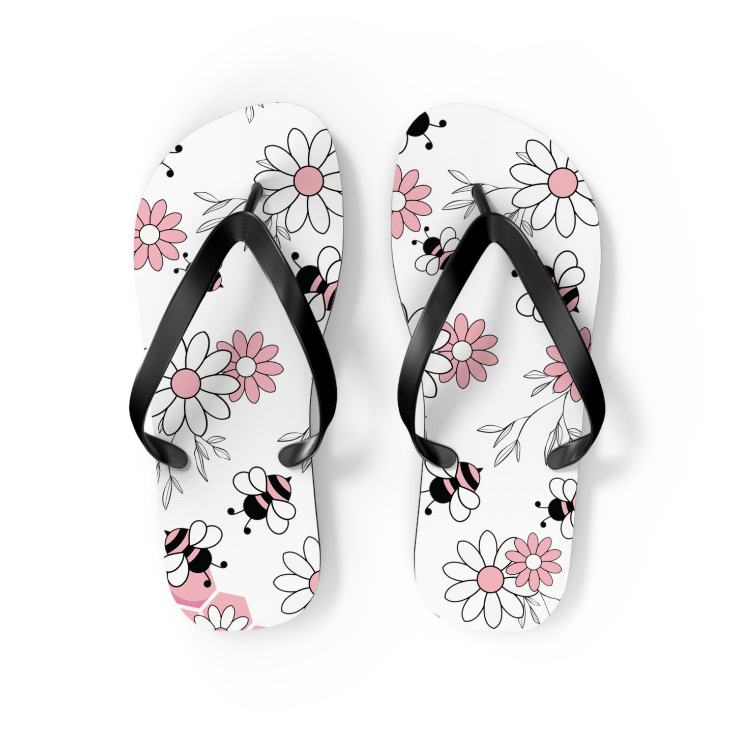 Pink Bees Flip Flops