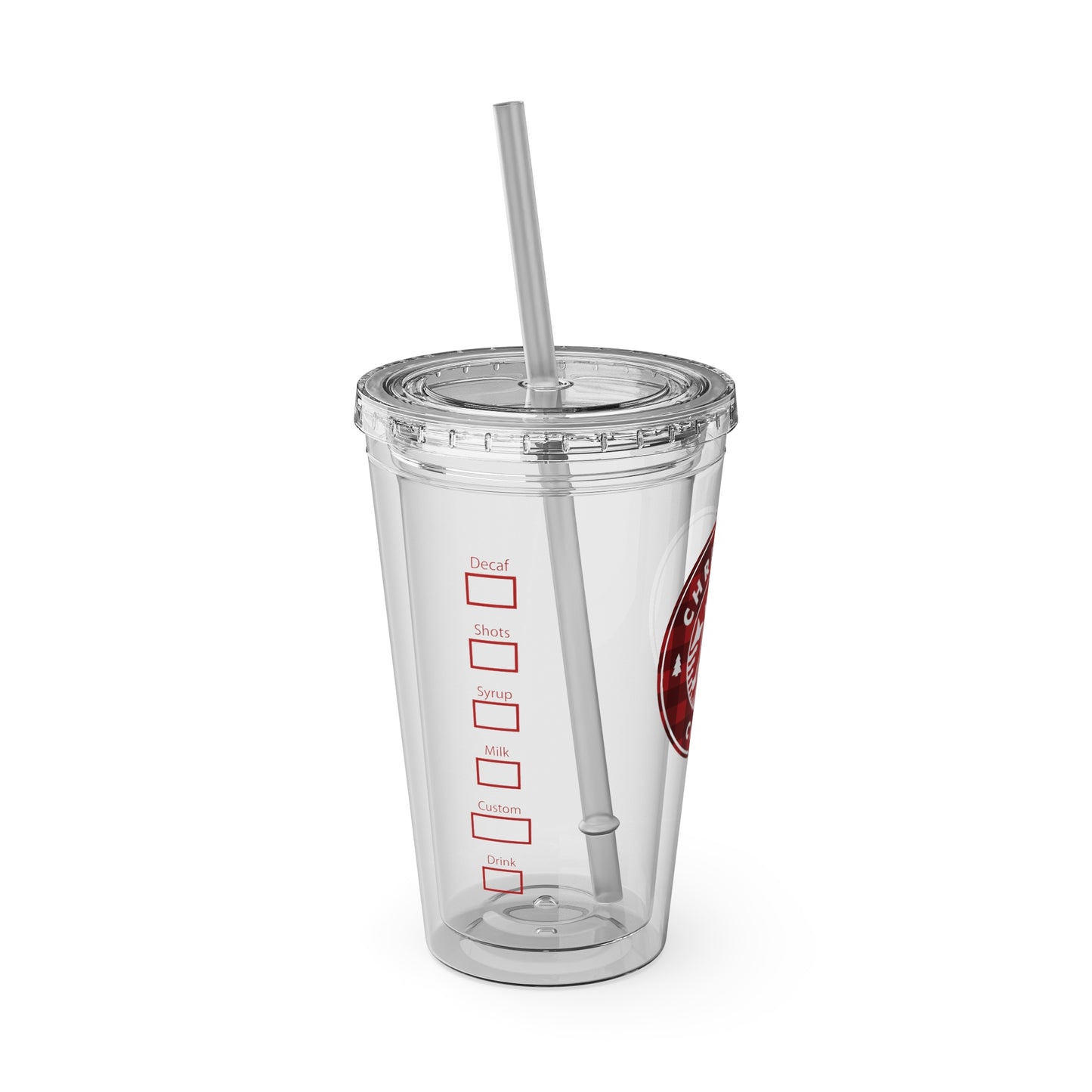 Christmas Cheer Coffee Tumbler with Straw, 16oz