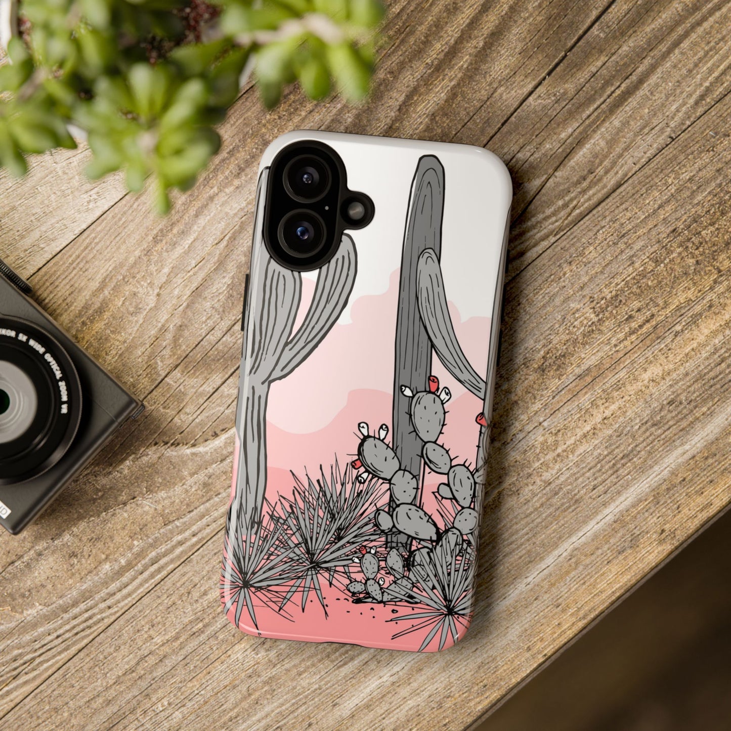 Pastel Cactus Sunset Protective Phone Case