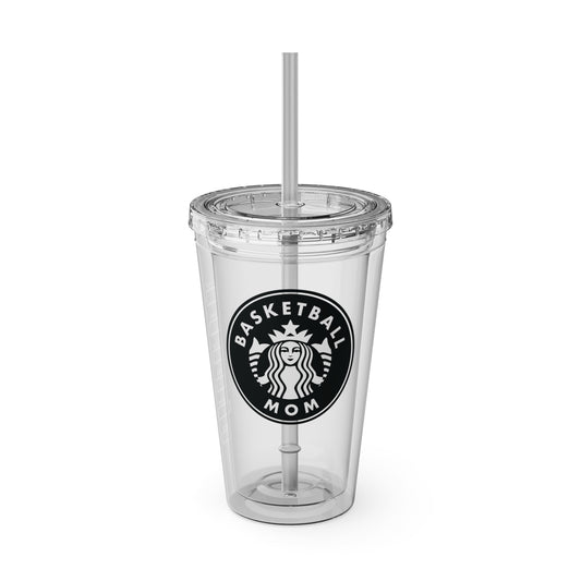 Basketball mom Tumbler with Straw, 16oz